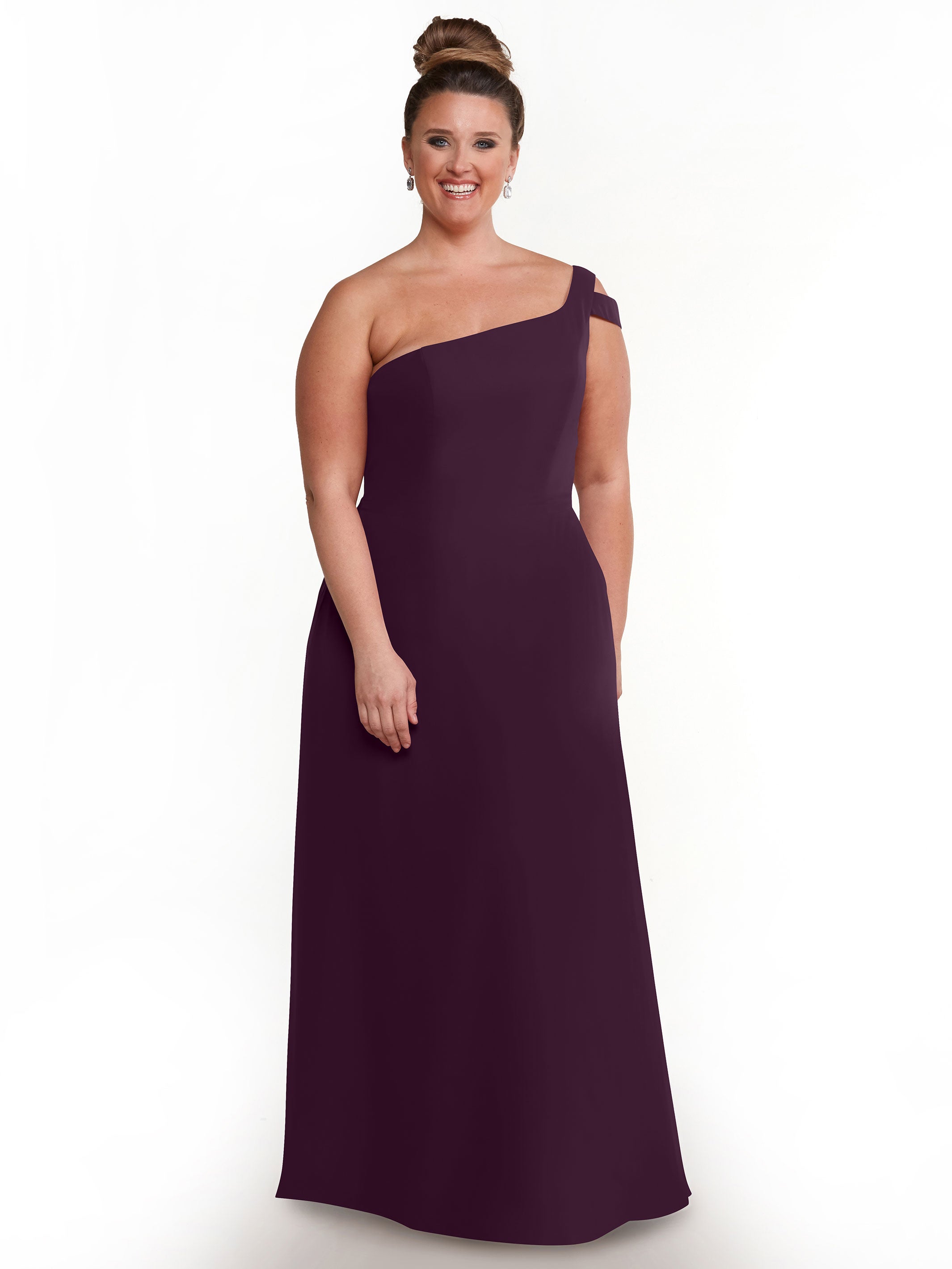 Elegant 80139 Chiffon A-Line One Shoulder Bridesmaid Dress with High Slit - Perfect for Weddings, Prom & Formal Events