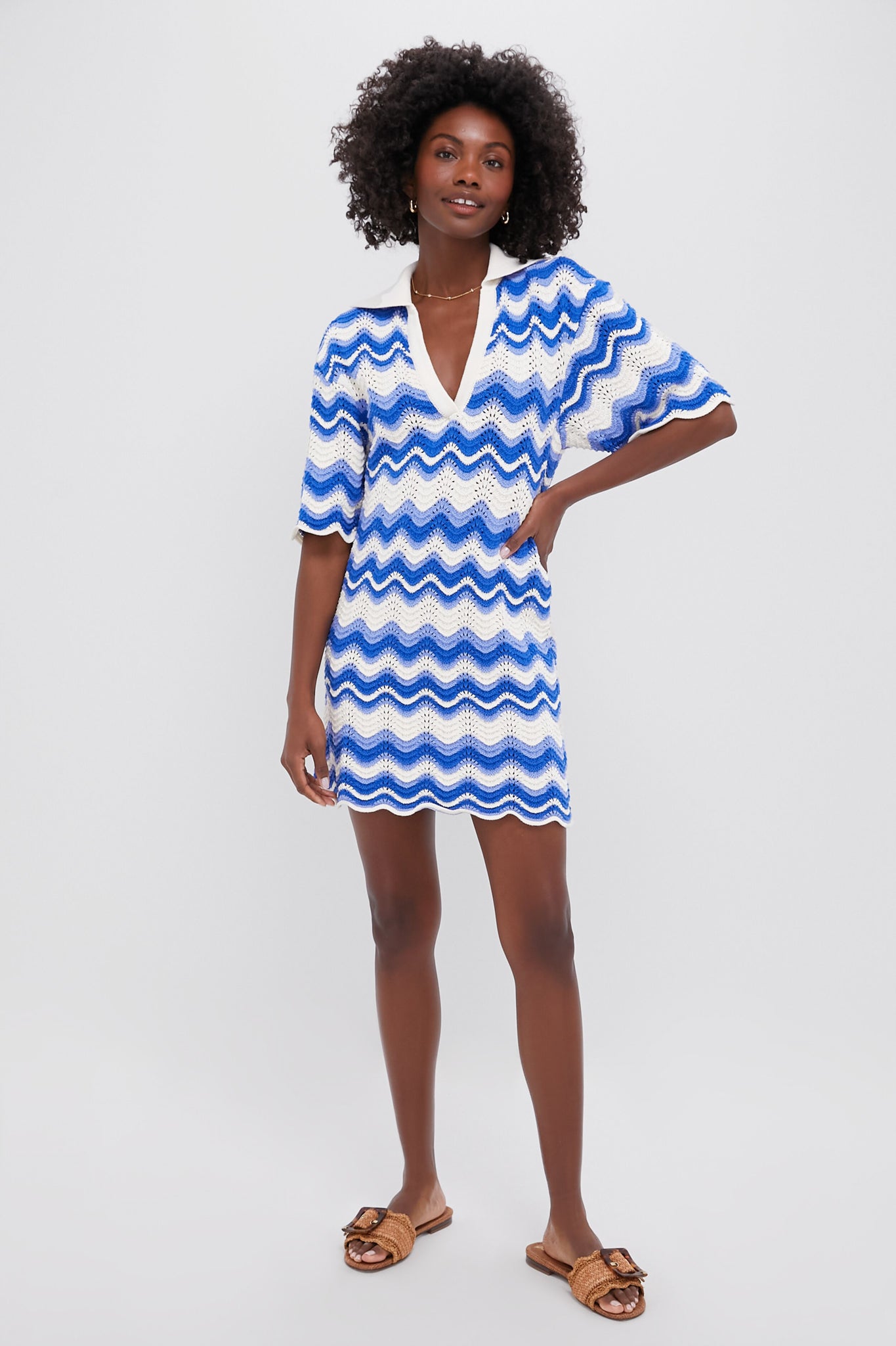 Blue Wave Leighton Mini Dress - Flowy Summer Dress for Women, Casual Beach Dress with Pockets, Perfect for Vacation, Party & Date Night