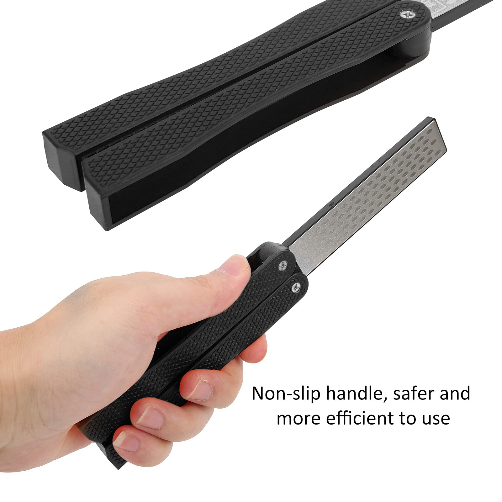 Portable Fan-Shaped Knife Sharpener for Kitchen, Camping & Picnic (Black)