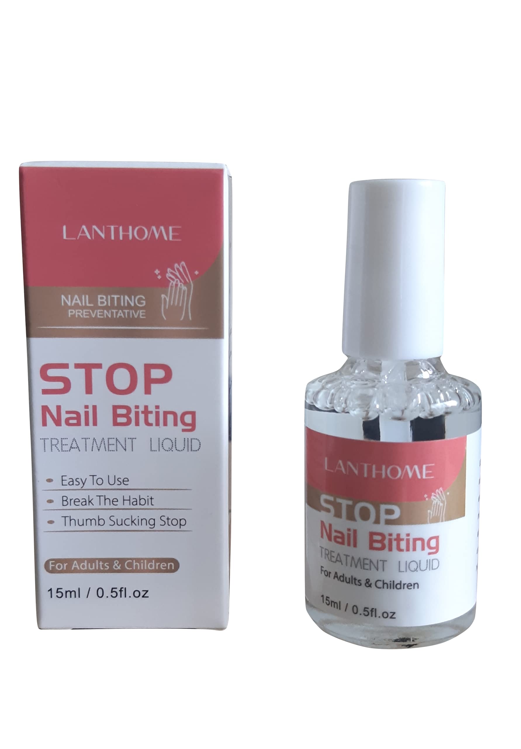 Stop Nail Biting & Thumb Sucking Solution for Adults & Kids - 15ml Bitter Nail Polish to Break Bad Habits | Perfect for Home, School & Travel Use
