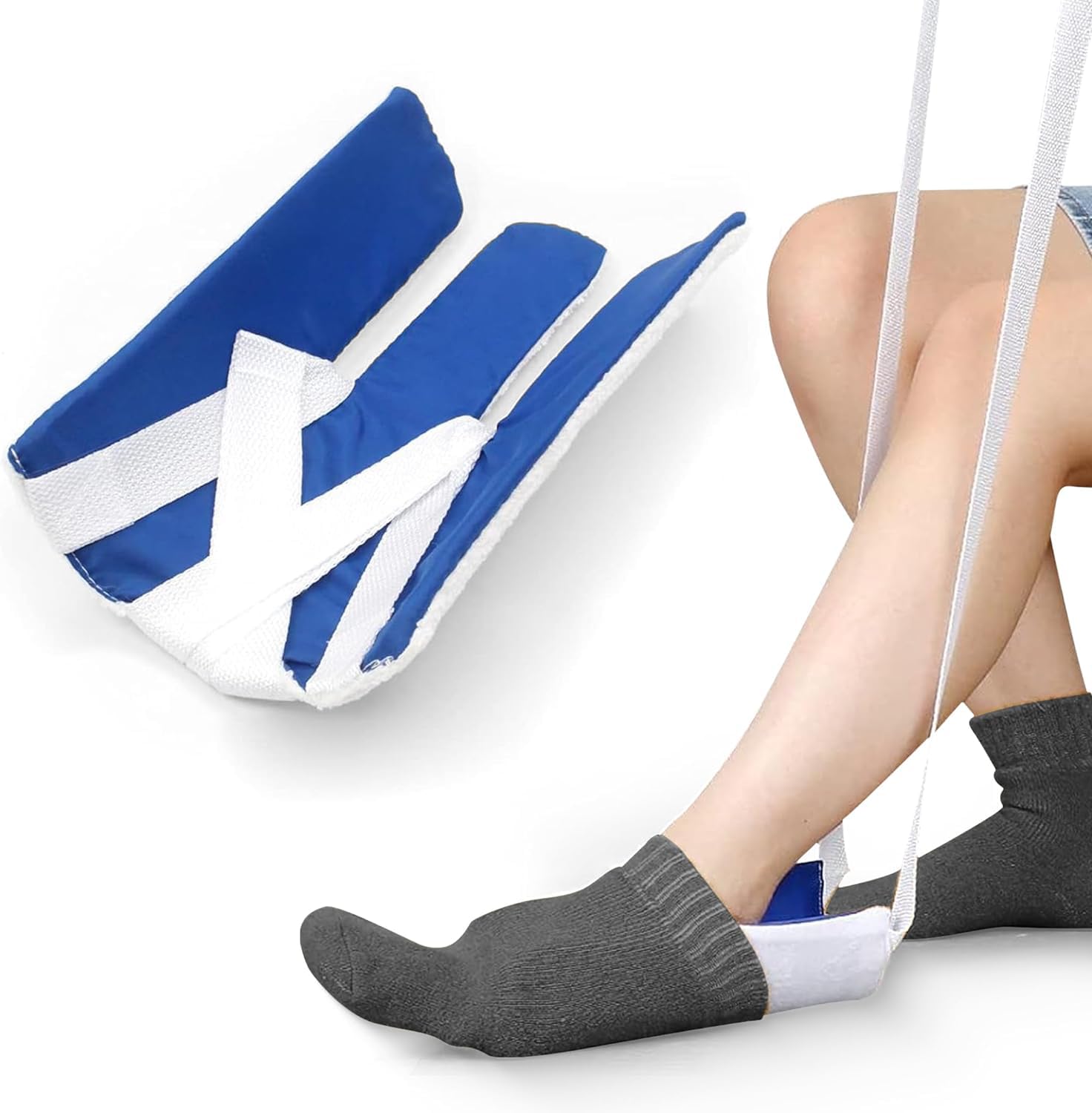 (2 Pack) Easy-Use Sock Aid with Comfort Grip - Assistive Device for Elderly, Disabled & Pregnant - Ideal for Arthritis Patients & Post-Surgery Recovery - Essential Daily Living Aid for Putting on Socks Independently