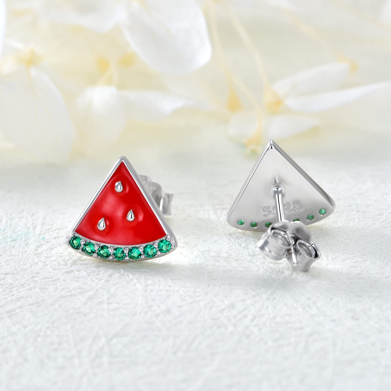 Sterling Silver Fruit Stud Earrings - Cherry, Lemon, Watermelon, Pineapple, Strawberry, Mushroom, Cheese, Cupcake & Donut Designs | Hypoallergenic Jewelry Gifts for Women & Girls | Perfect for Everyday Wear, Parties & Unique Fashion Statements