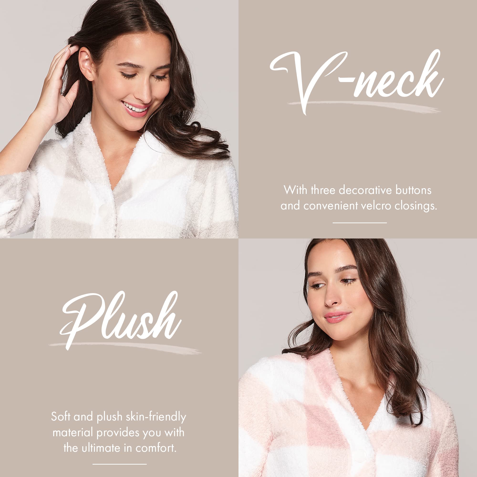 Women's Casual Bed Jacket with Velcro Openings - Soft & Comfortable Loungewear for Relaxing at Home, Nursing, or Post-Surgery Recovery