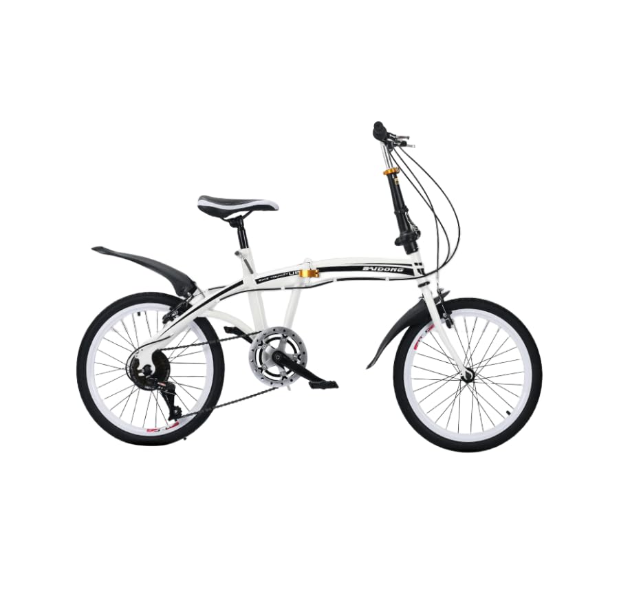 20 Inch Folding Bike for Adults & Kids - Adjustable Height, Lightweight Portable Road Bike with Double V-Brake & Mudguards - Perfect for Commuting, Travel & Urban Riding (Men & Women)