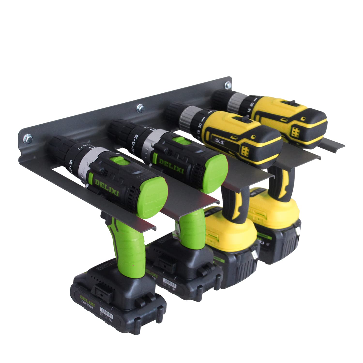 Heavy Duty Aluminum Cordless Drill Storage Rack - Wall Mount Organizer Holds 4 Power Tools for Garage, Workshop & Shed | Perfect for DIY Projects, Home Improvement & Professional Workspaces