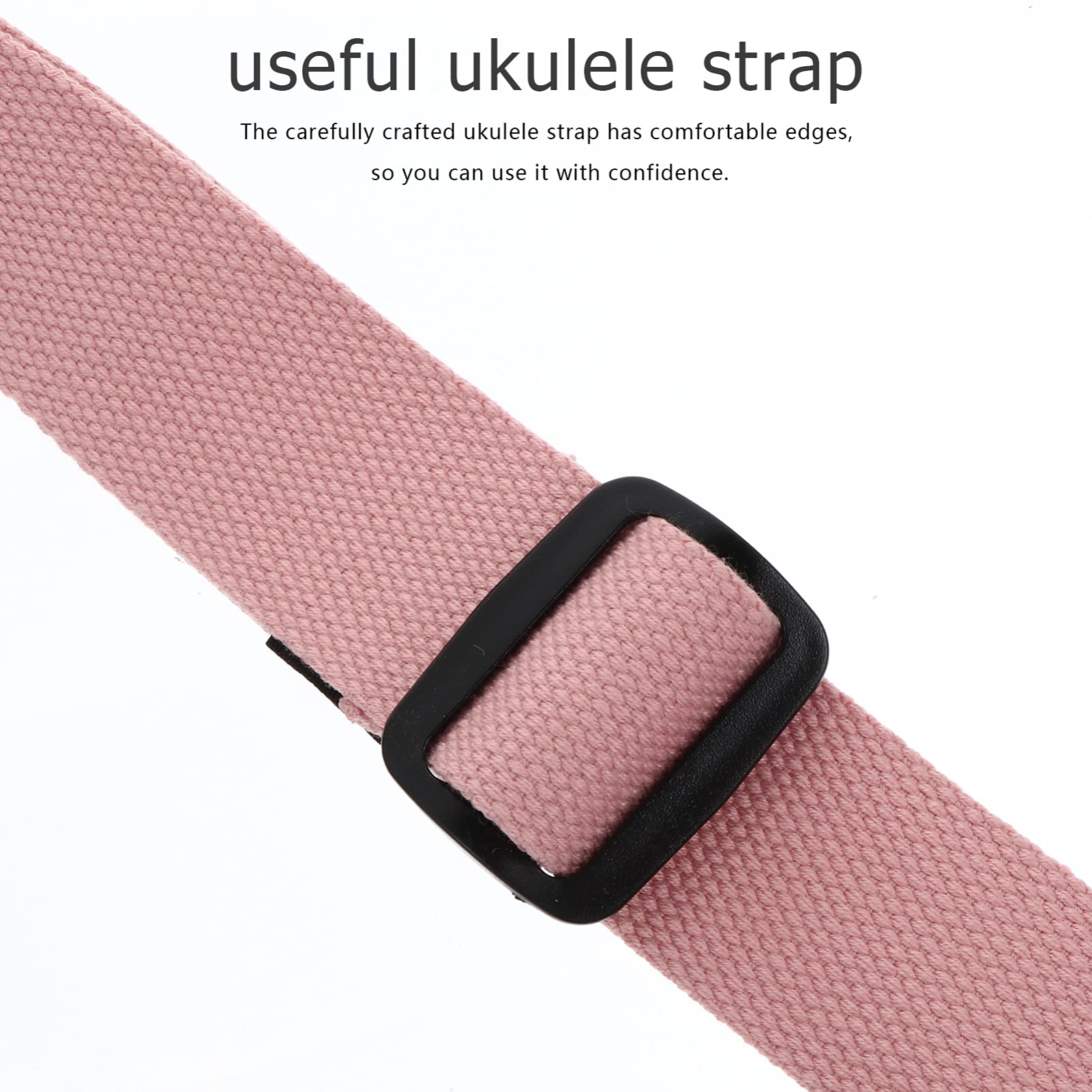 No-Drill Clip-On Adjustable Ukulele Strap - Soft Nylon Hawaiian Guitar Neck Strap for Soprano, Concert & Tenor Ukuleles - Comfortable Shoulder Strap for Kids & Adults (Pink) - Perfect for Live Performances, Practice & Travel