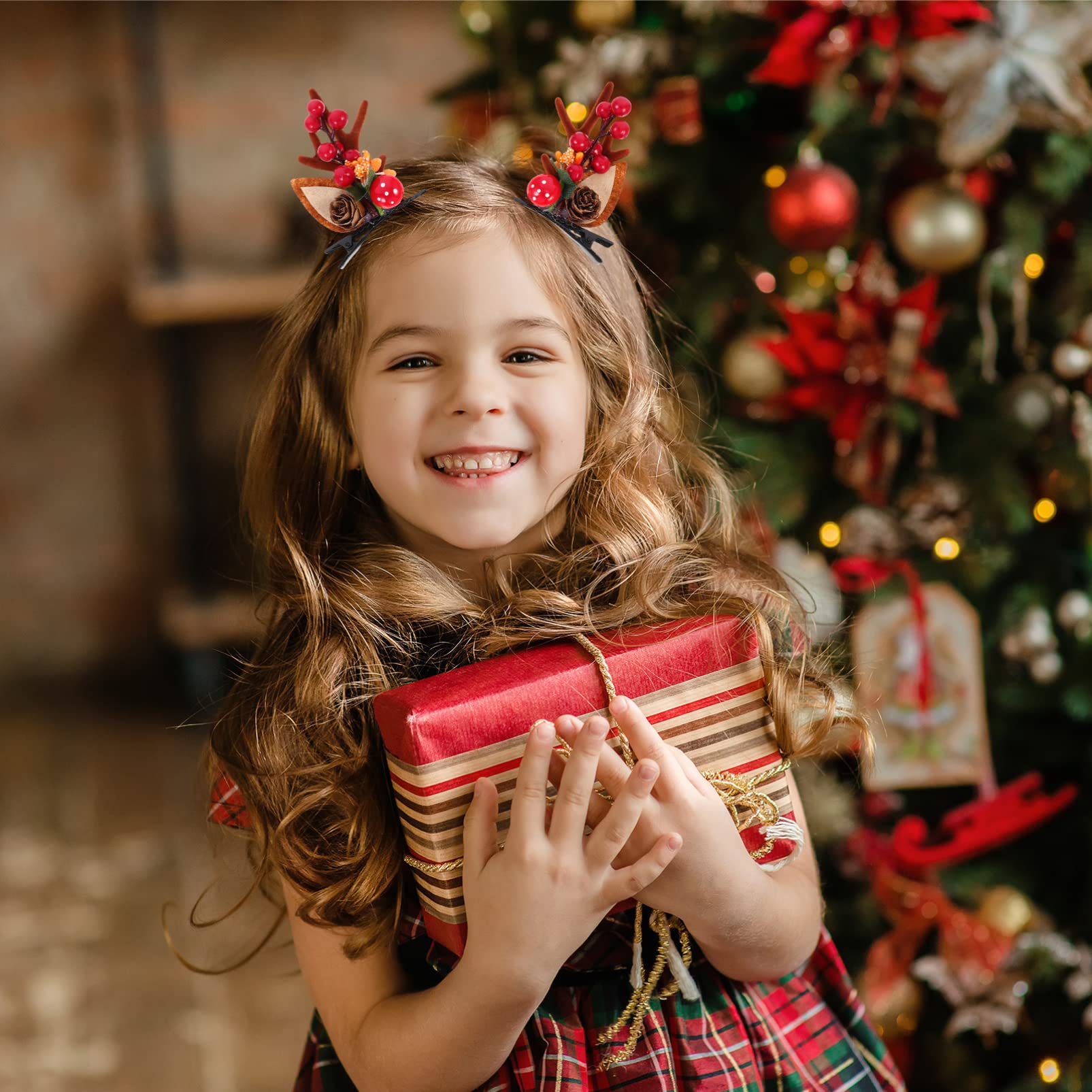 PRETYZOOM 2 Pairs Christmas Deer Antler Hair Clips for Kids - Cute Animal Horn Hair Barrettes for Girls, Festive Holiday Hair Accessories for Christmas Parties & Costumes
