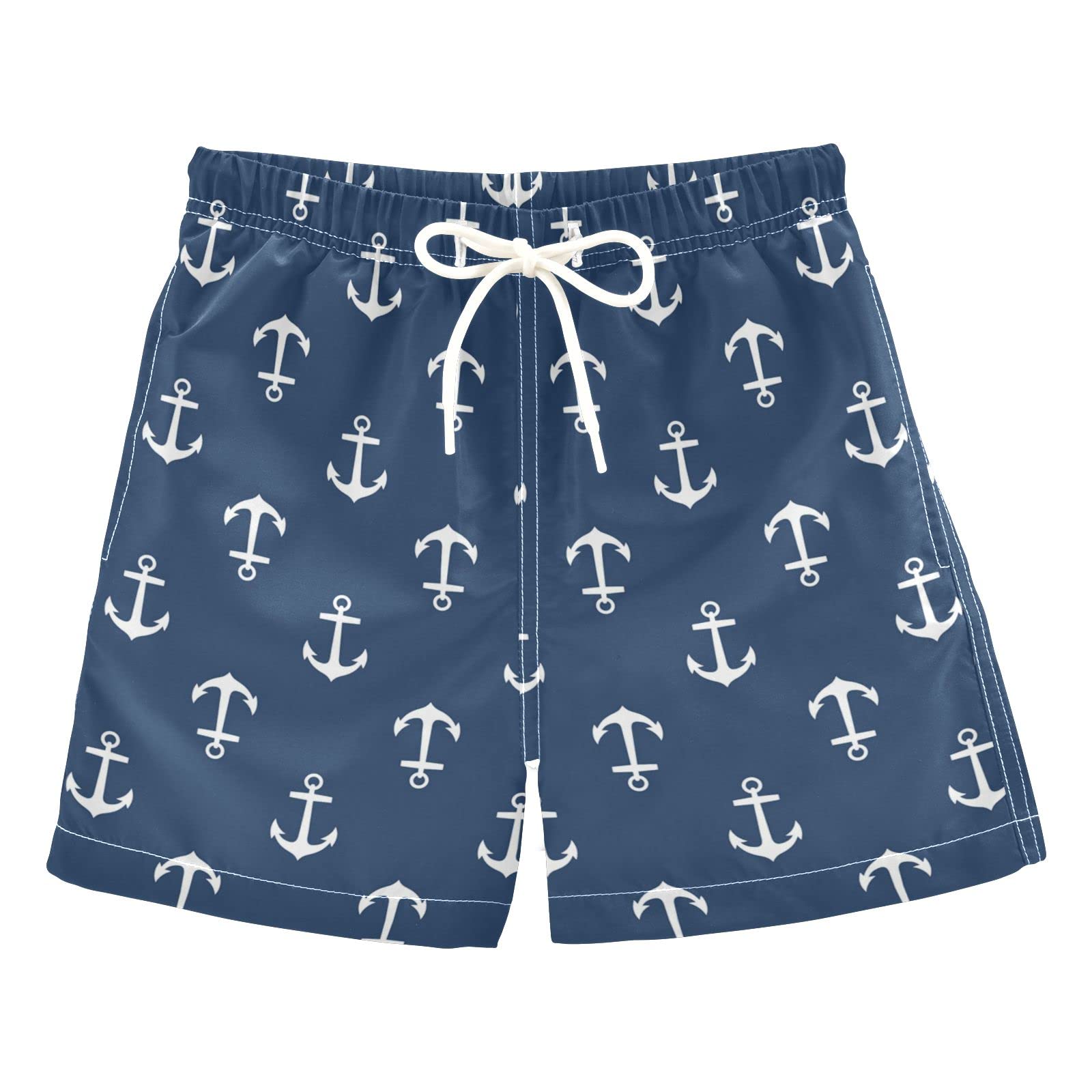 Quick Dry Boys Swim Trunks with Adjustable Waist - Toddler to Teen (2T-16) Blue Bathing Suits for Beach, Pool & Summer Water Activities