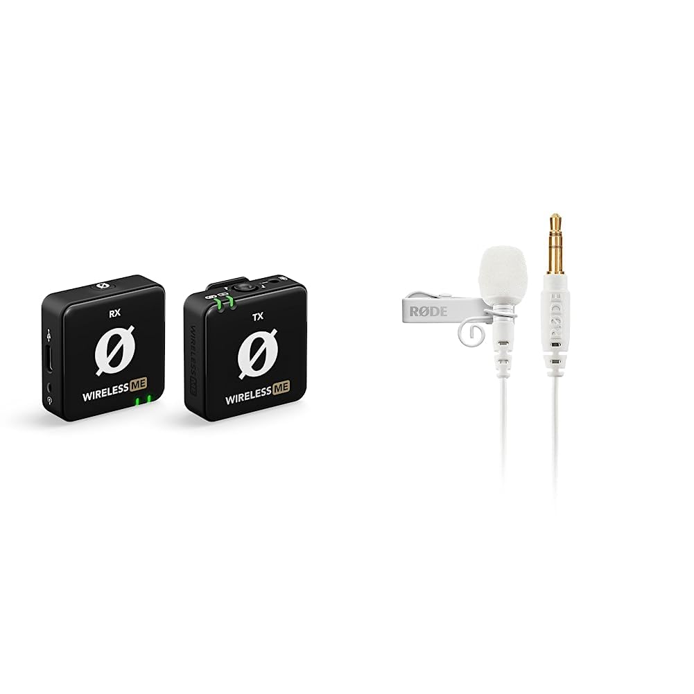 RØDE Wireless ME Ultra-Compact Wireless Microphone System with Built-in Mics & Lavalier GO Wearable Mic - White | Perfect for Vlogging, YouTube, Interviews & Live Streaming