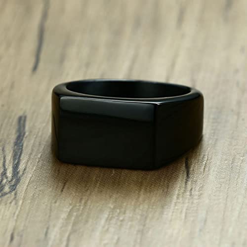 VQYSKO Stainless Steel Signet Rings for Men & Women - Solid Polished Biker Ring in Silver, Gold, Black (Sizes 4-15) - Perfect Gift for Dad, Boyfriend, Husband - Ideal for Weddings, Parties, Everyday Wear