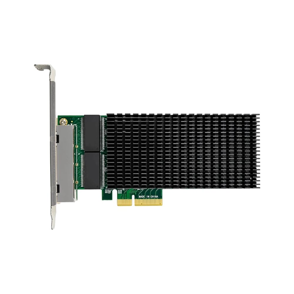 Reykentu PCI-E X4 Gigabit 4 Port Server Network Card - I210-T4 RJ45 Ethernet NIC for Industrial Camera & Vision Systems - High Performance Server NIC (1 Set, Green) - Ideal for Data Centers, Surveillance Systems & Industrial Automation