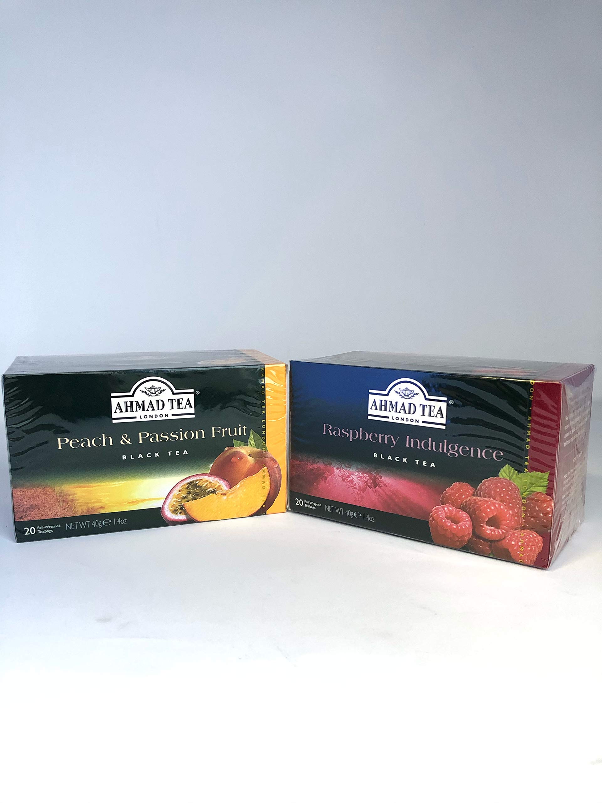 Ahmed Tea Variety Pack of 2 - Peach & Passion Fruit + Raspberry Indulgence Herbal Tea Bags | Perfect for Relaxation, Afternoon Tea & Gifts