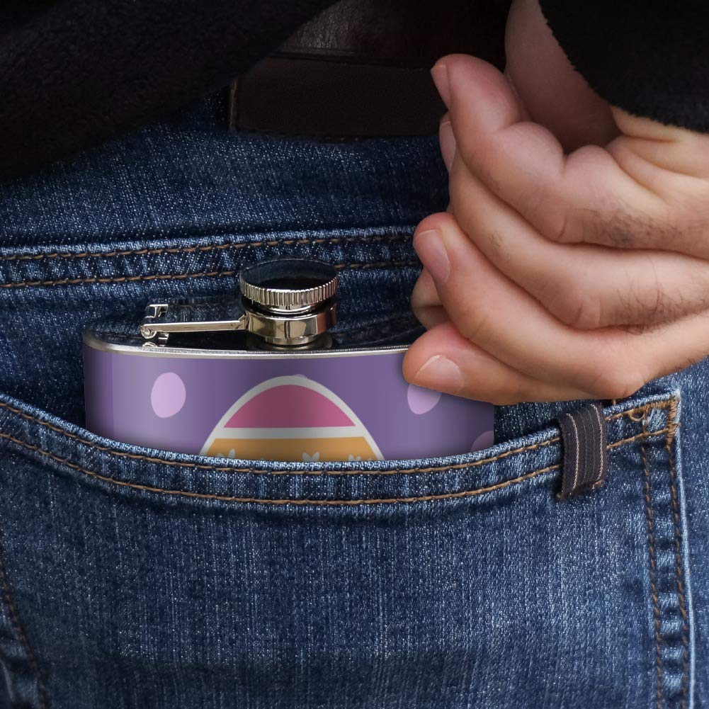 5oz Stainless Steel Rainbow Easter Egg Hip Flask - Cute & Happy Design for Easter Gifts, Party Favors, and Outdoor Adventures