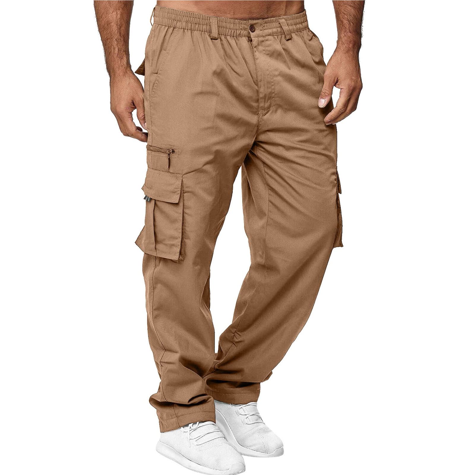 Men's Outdoor Hiking Ripstop Cargo Pants - Multi-Pocket Work Utility Trousers with Straight Leg & Open Bottom | Perfect for Camping, Hiking & Outdoor Adventures