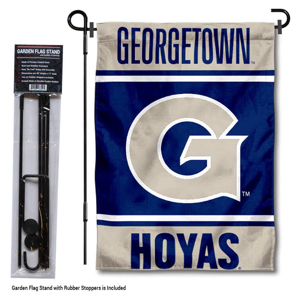 Georgetown Hoyas Garden Flag with Stand Holder - College Flags & Banners Co. | Perfect for School Spirit, Tailgating, and Home Decor