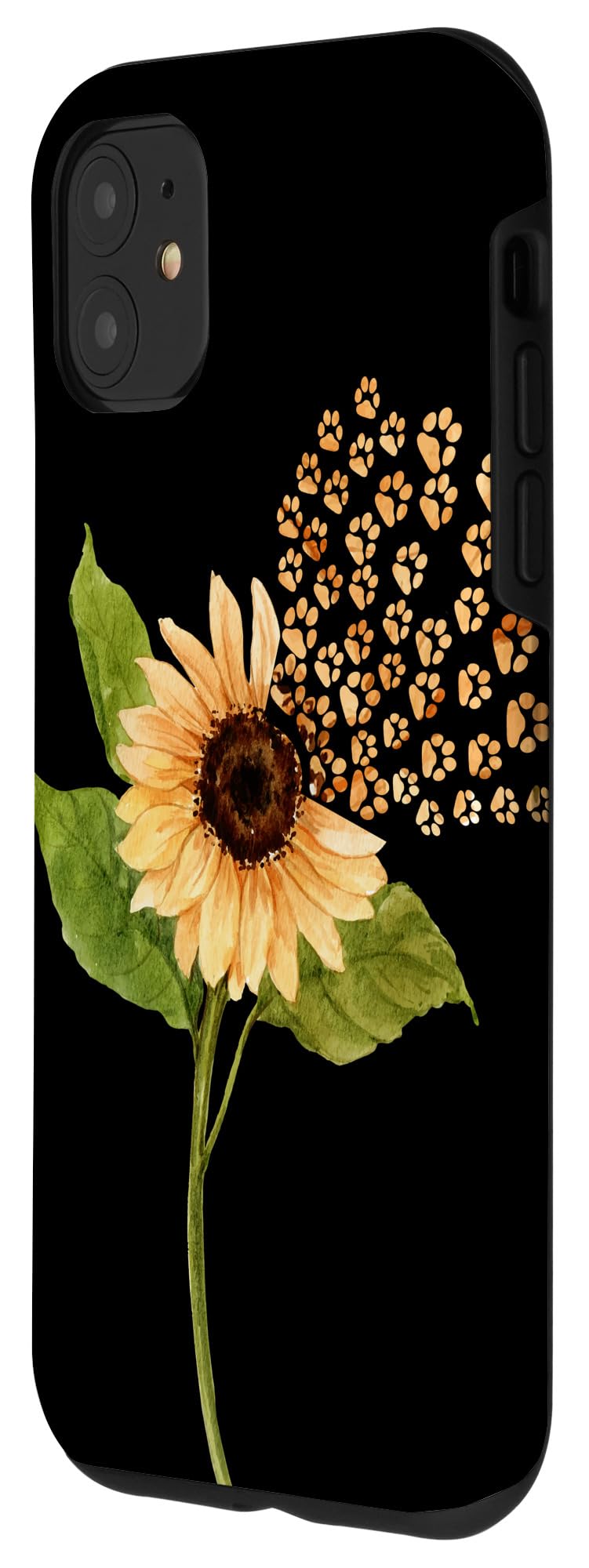iPhone 11 Case with Cute Dog Paw Print & Sunflower Design - Durable Protective Phone Cover for Women & Men - Perfect Gift for Pet Lovers & Nature Enthusiasts (Use for Daily Protection, Outdoor Activities, Travel)