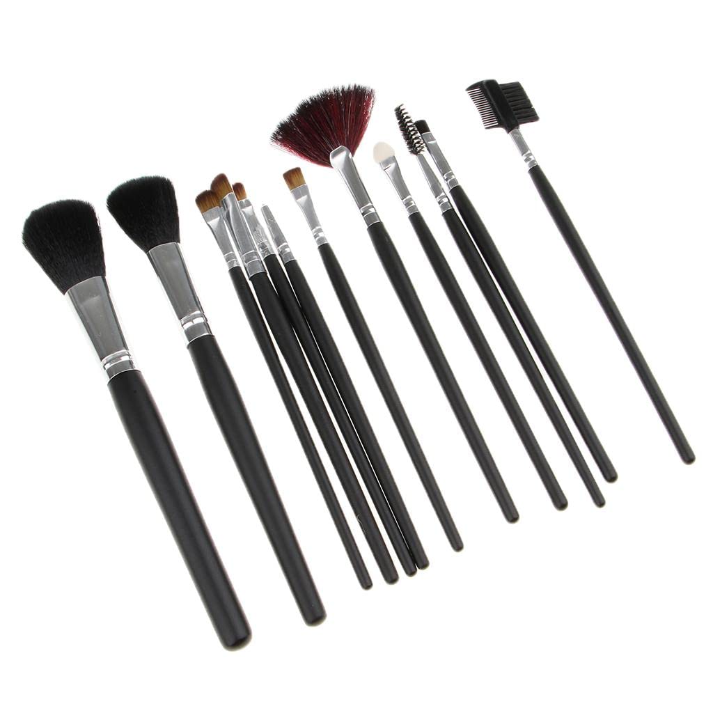 12-Piece Professional Kabuki Makeup Brush Set - Foundation, Blush, Eyeshadow & Lip Brushes with Travel Pouch - Perfect for Makeup Artists & Beauty Enthusiasts