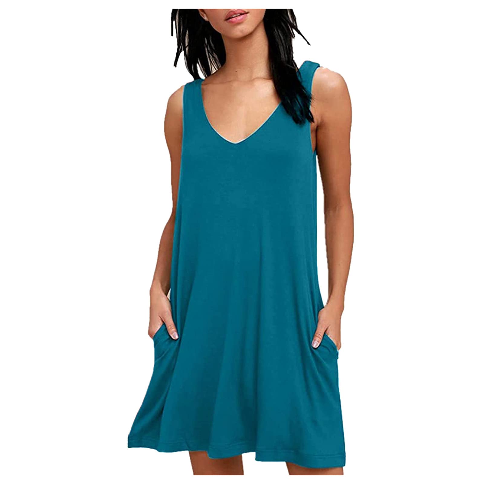 Floral Print Tank Dress for Women - Loose Sleeveless Beach Sundress, Elegant Casual Summer Dress for Vacation, Pool Party & Outdoor Activities