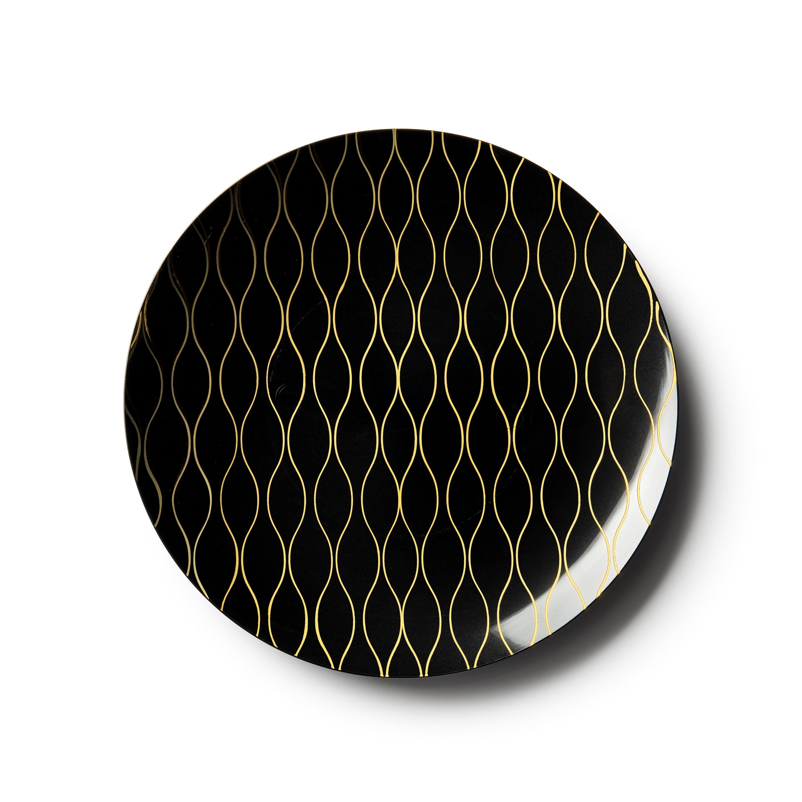 Elegant Black and Gold Round Plastic Plates Set - Durable Disposable Dinnerware for Parties, Weddings, and Events - Perfect for Catering, Picnics, and Home Entertaining