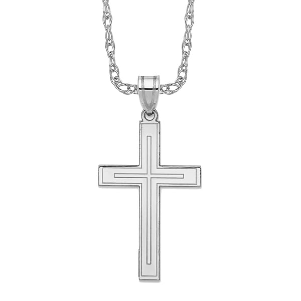 14K Solid White Gold Latin Mexican Holy Cross Pendant Necklace - Religious Jesus Christ Charm Jewelry for Women & Men - Perfect for Baptism, First Communion, and Spiritual Gifts
