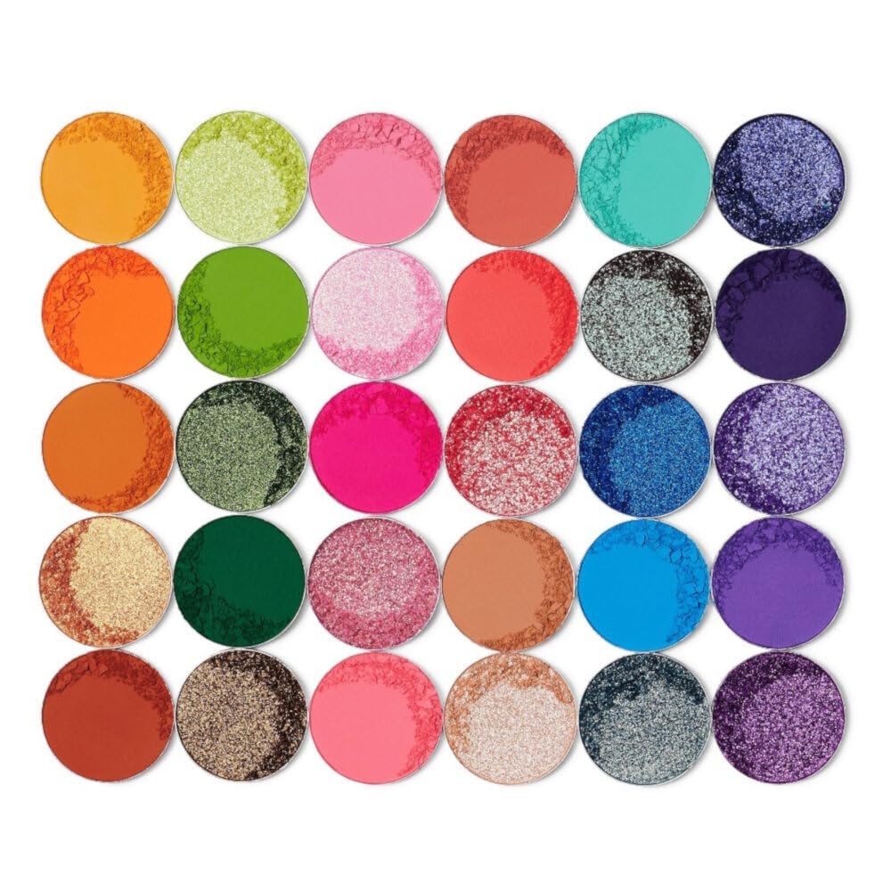 Juvia's Place The Culture Eyeshadow Palette - 30 Highly Pigmented Pressed Shadows in Yellow, Green, Pink, Purple, Orange & Glitter Shades for Vibrant Eye Makeup | Perfect for Daytime Glam & Nighttime Sparkle