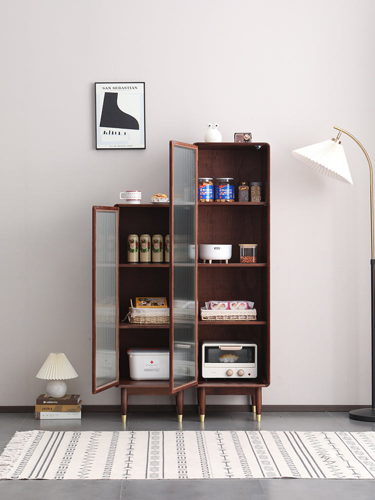Premium Swedish Glass Display Solid Wood Wine Cabinet - Elegant Storage for Wine Bottles, Glasses & Bar Accessories - Perfect for Dining Room, Bar or Home Decor
