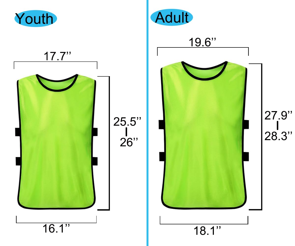 Senston 6/12 Pack Scrimmage Training Vests - Breathable Mesh Pinnies for Soccer, Basketball & Volleyball - Adult & Youth Sports Practice Bibs - Perfect for Team Drills, PE Classes and Tournament Games