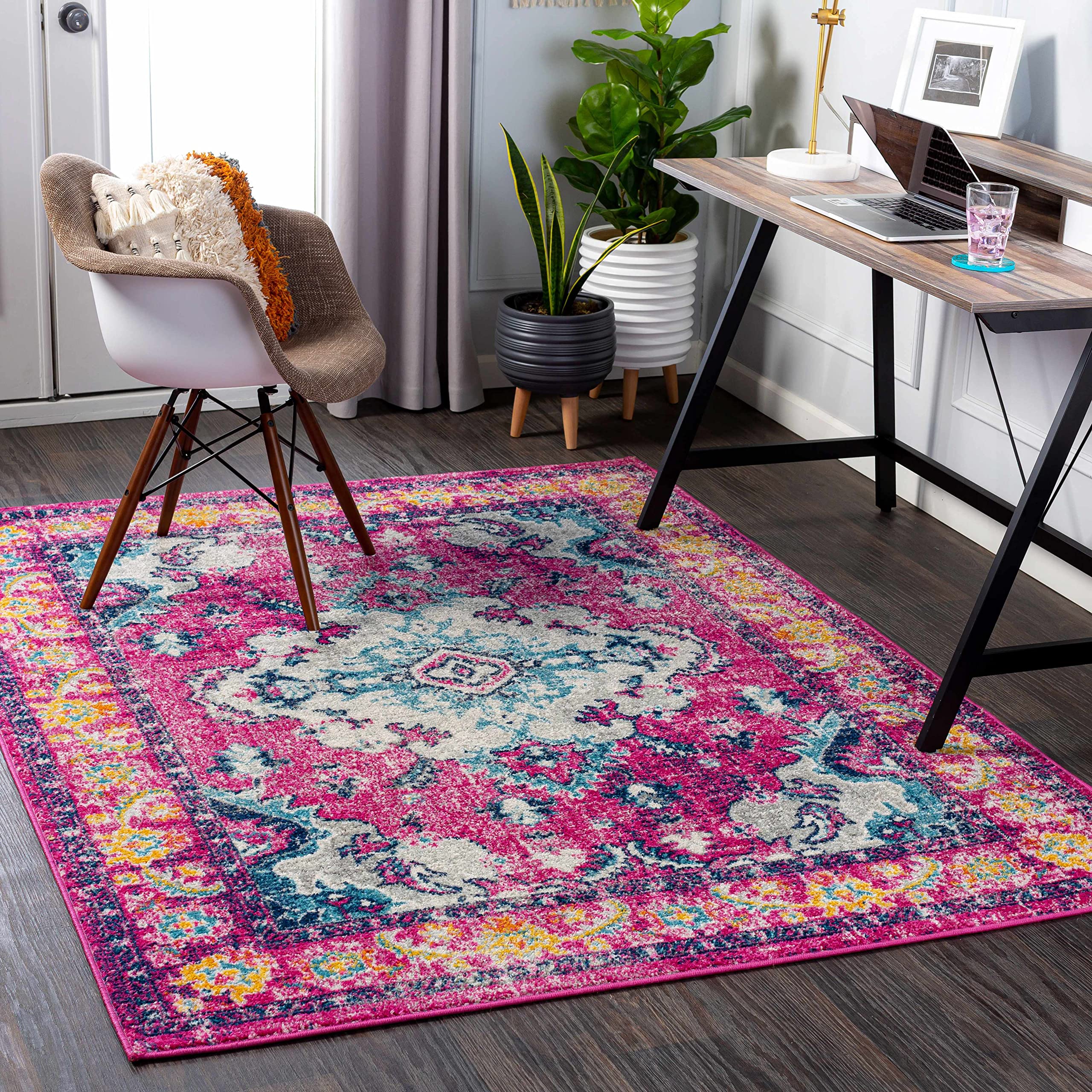 Hauteloom Reedham Soft Plush Area Rug for Living Room & Bedroom - Gray, Beige, Blue - 7'10