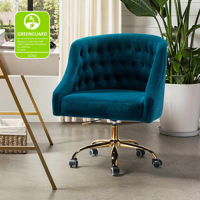 Penelope Velvet Tufted Office Chair - Ergonomic Executive Desk Chair with Lumbar Support - Perfect for Home Office, Gaming & Workspace Comfort