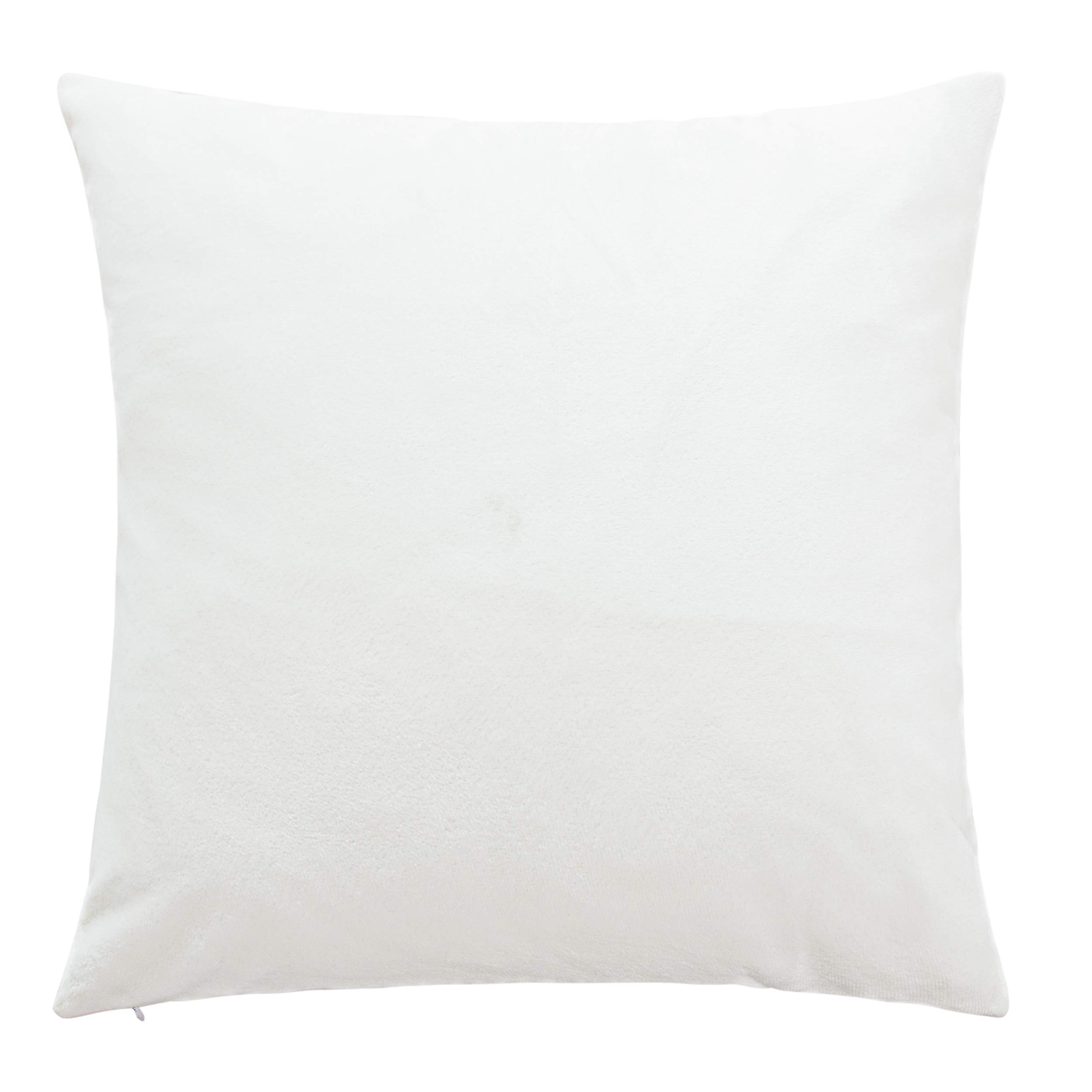 NTBAY Velvet Square Zippered Throw Pillow Cover - Super Soft Luxury Decorative Euro Cushion Cover 26x26 Inches - White for Sofa, Couch, Bed, Living Room & Home Decor