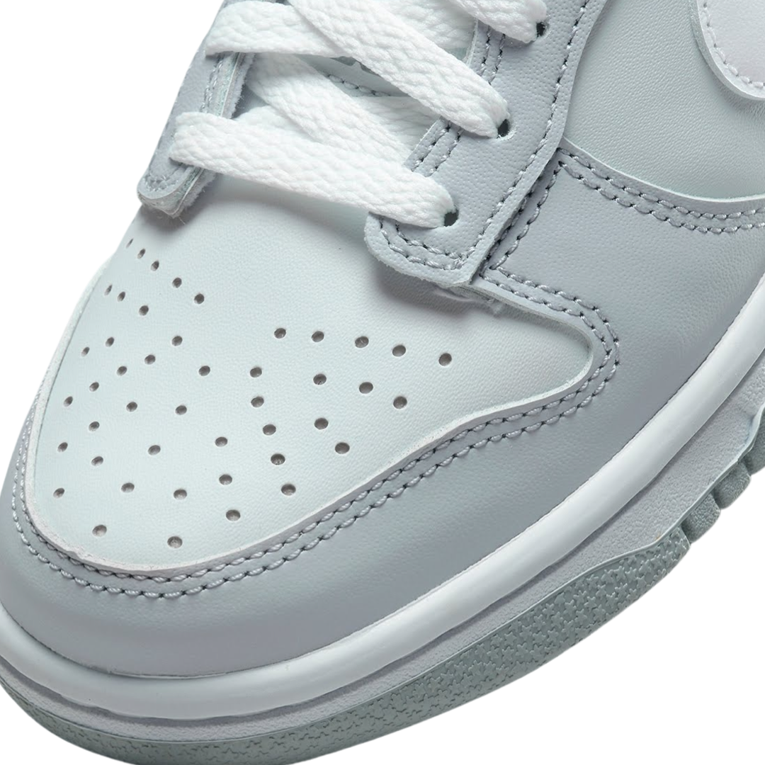 Nike Dunk Low GS Sneakers for Girls - Pure Platinum White & Wolf Grey - Casual & Athletic Shoes for School, Sports & Everyday Wear