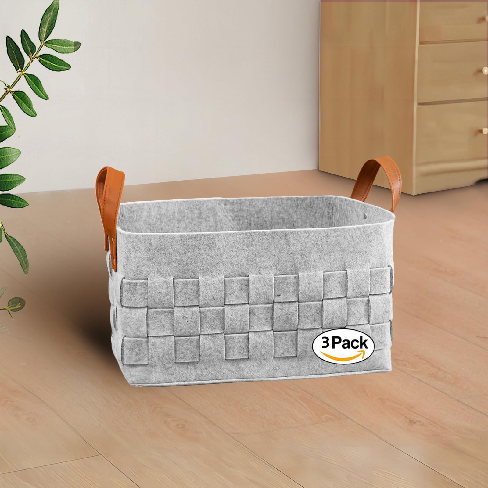 Boldmonkey Fabric Storage Bins 3 Pack - Medium 15