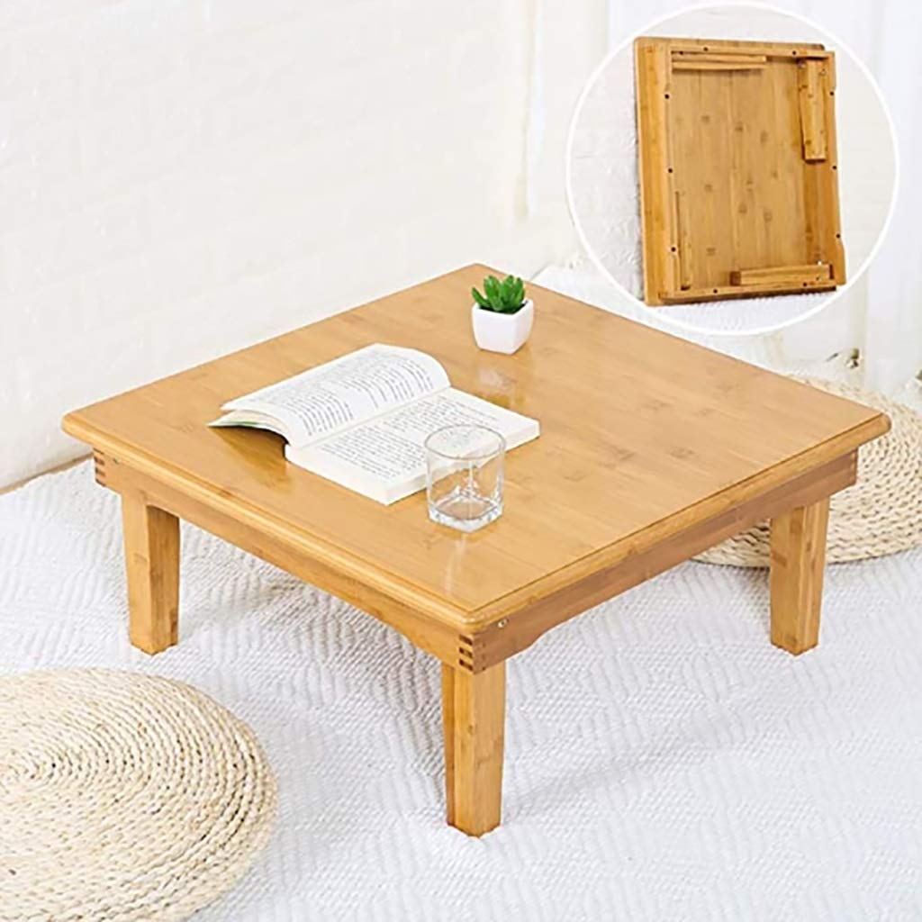 Japanese-Style Folding Bamboo Table - Multi-Function Low Square Desk for Dining, Computer Work & Home Decor - 60x60x32cm & 60x60x27cm - Perfect for Small Spaces, Tea Ceremonies & Minimalist Living Rooms