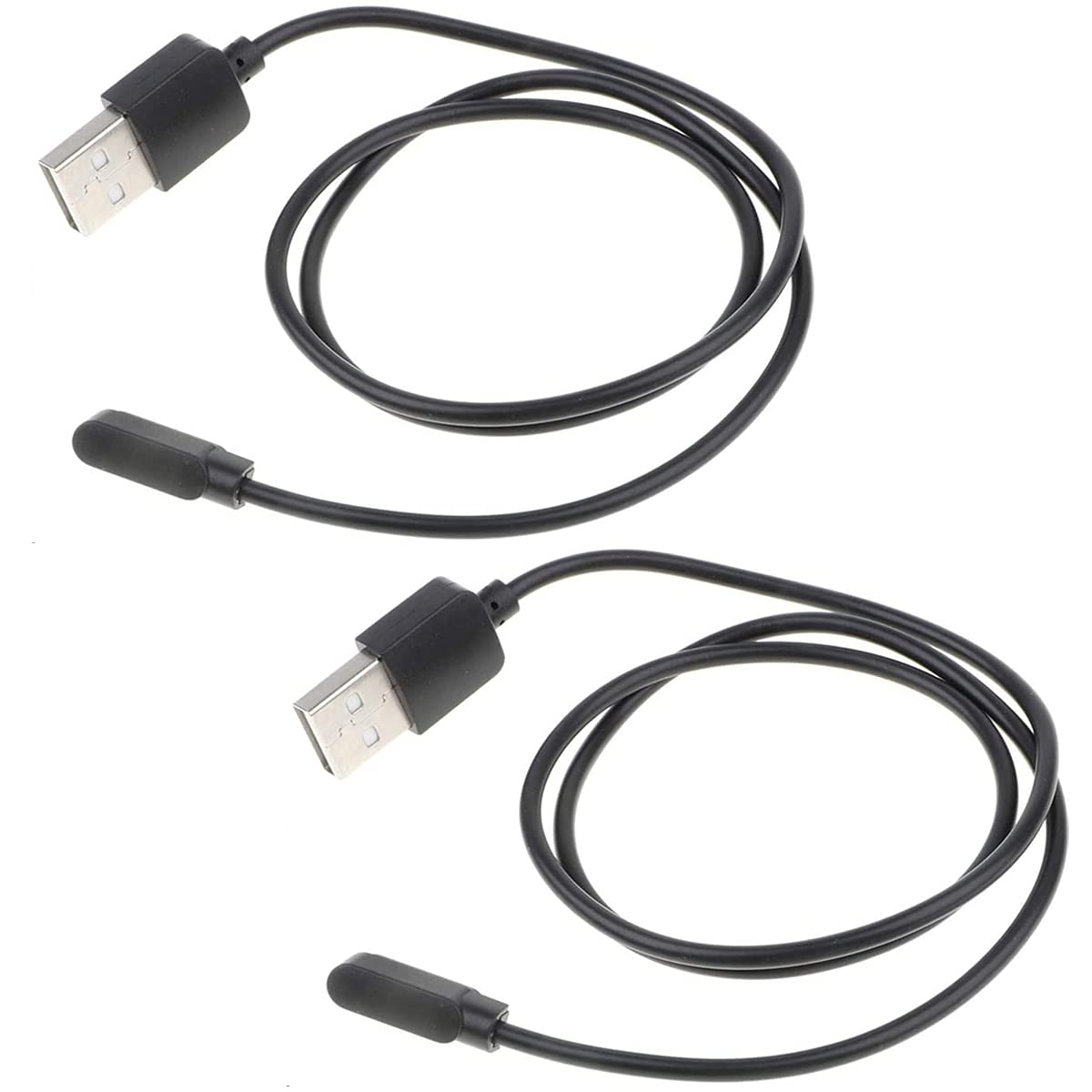 Smart Watch Charger Cable - Portable Magnetic Charging Dock with USB Cable for 4.0mm 2-Pin Devices (Black, 2-Pack) | Perfect for Travel, Home & Office Use