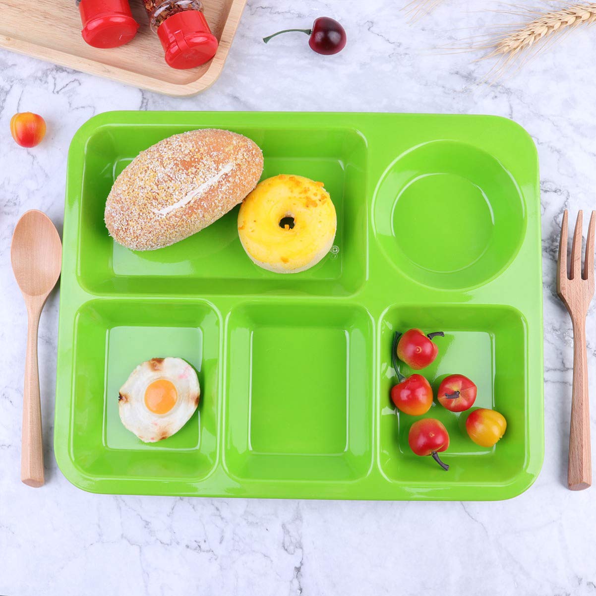DOITOOL Divided Dinner Plate - Plastic Portion Control Plate with Separators for Healthy Eating, Diet & Meal Prep - Microwave Safe Rectangular Dish for Kitchen, Office & Dorm Use