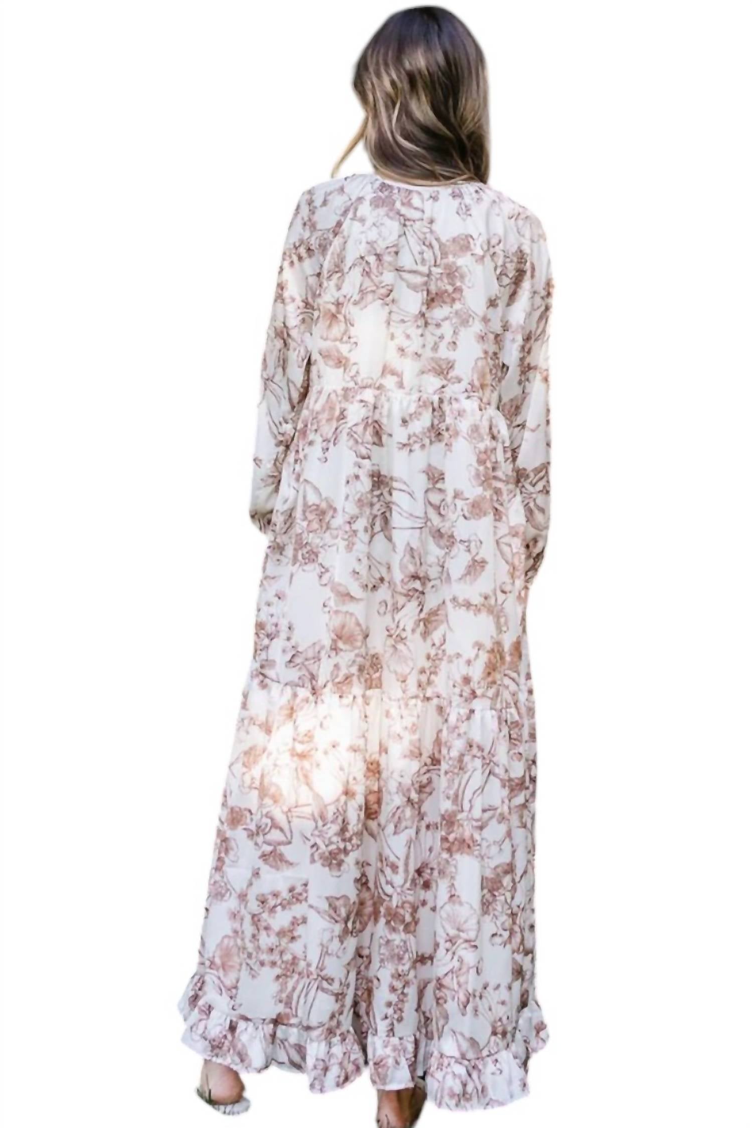 Happy Harvest Copper Floral Maxi Dress - Elegant Boho Summer Dress for Women, Perfect for Beach Vacations, Weddings & Outdoor Parties