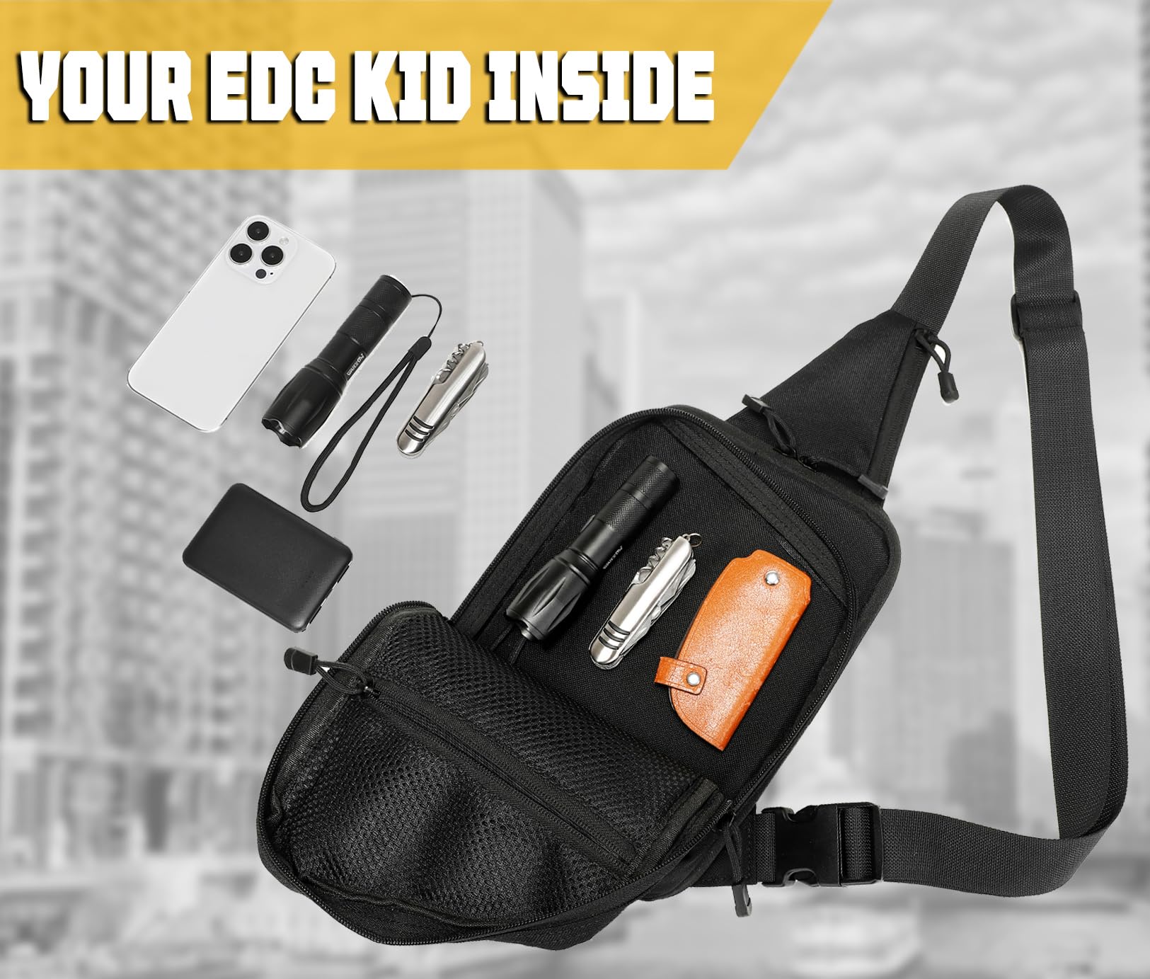 Men's Sling Bag - Durable Crossbody Shoulder Bag for EDC, Gun Concealment & Travel | Perfect for Outdoor Adventures, Commuting & Tactical Use