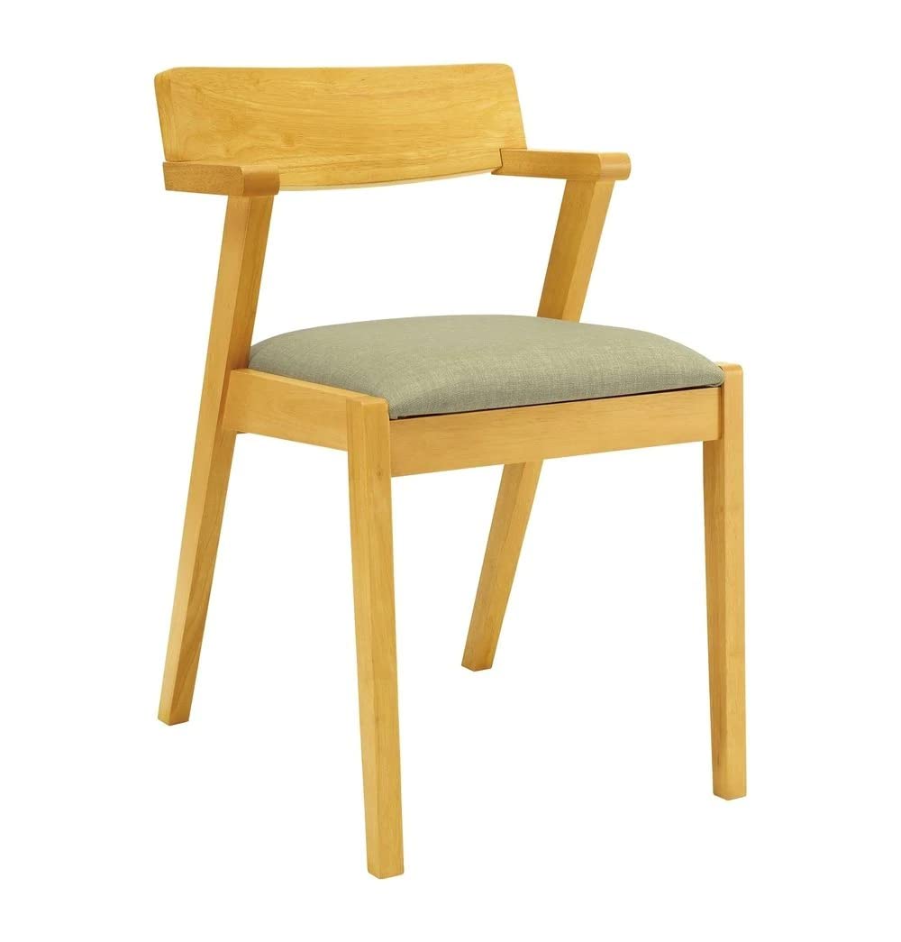 Zola Dining Chair - Natural Wood Frame & Spring Green Upholstery Seat - Modern Kitchen & Dining Room Furniture for Home Decor