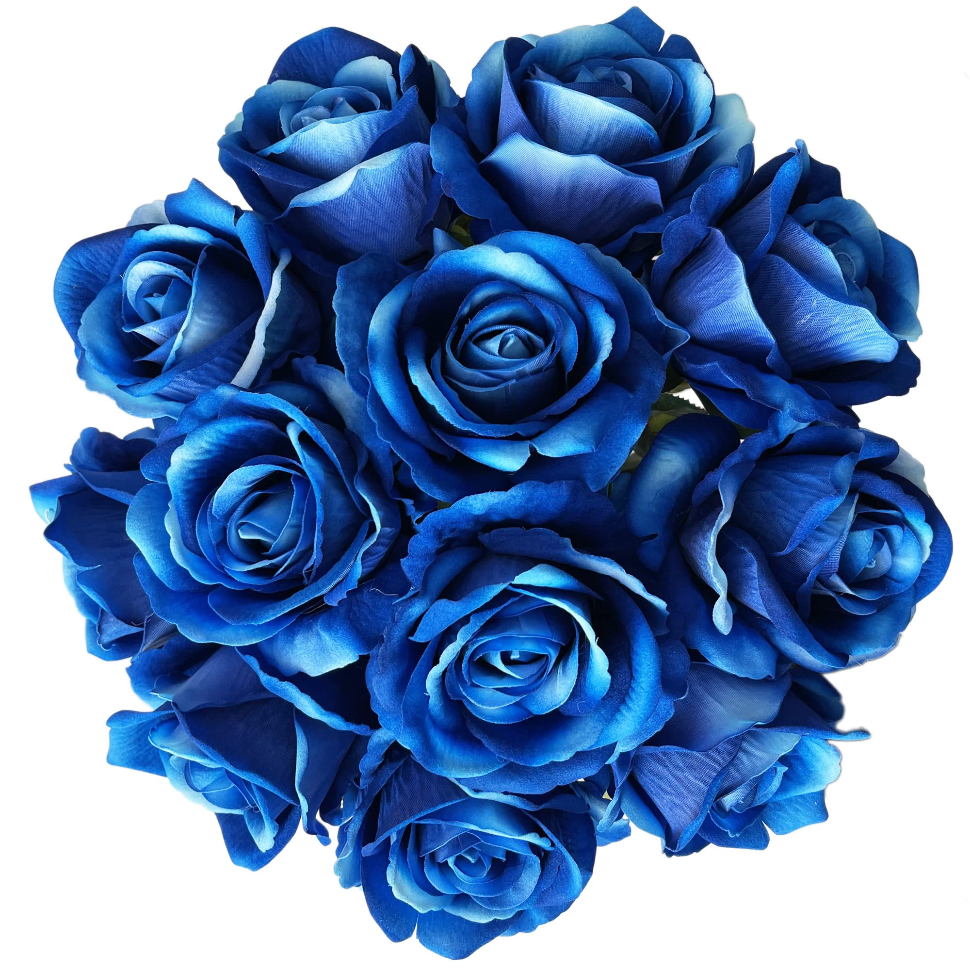 12 Pcs Artificial Silk Rose Flowers - Real Touch Faux Roses with Stems for Home Decor, Wedding Bouquets, Party & Garden Floral Arrangements - Blue Roses for Centerpieces, DIY Crafts, and Romantic Gifts