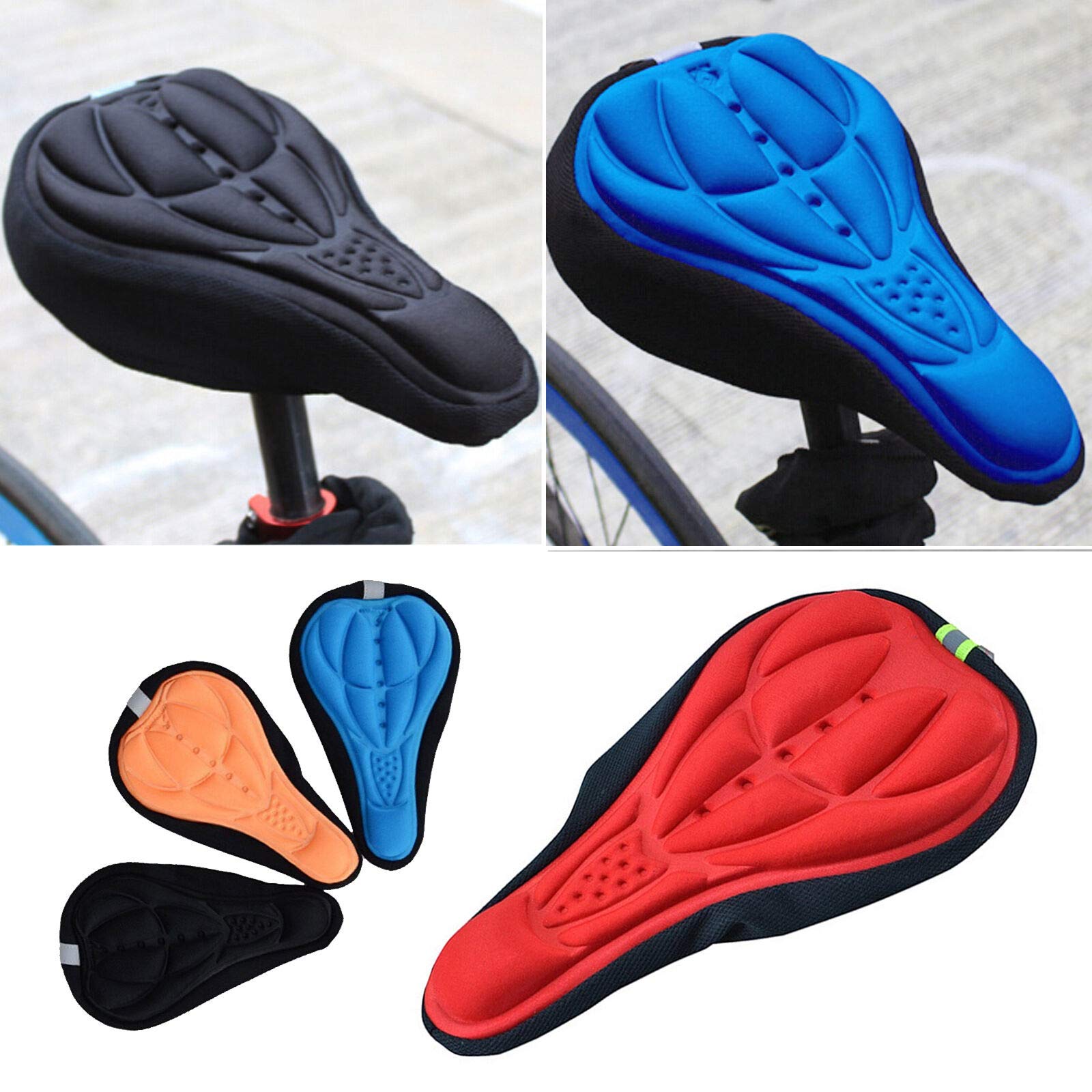 3D Multicolor Bike Seat Cushion Cover - Extra Soft Gel Padding for Bicycle, MTB & Mountain Cycling - Comfortable & Durable Saddle Cover for Long Rides - Perfect for Commuting, Road Biking & Outdoor Adventures