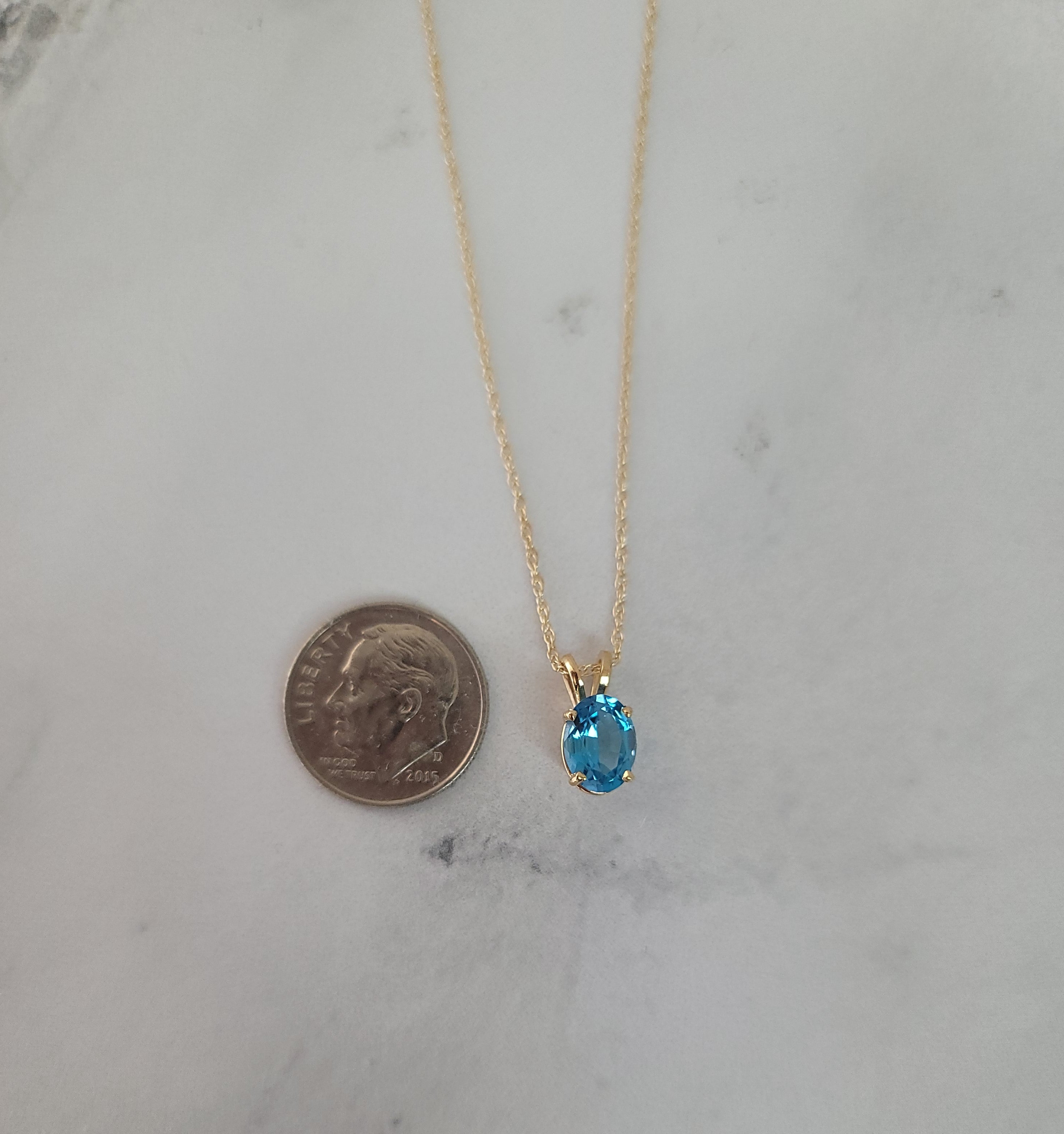 Oval Blue Topaz Solitaire Necklace - Elegant Sterling Silver Pendant for Women | Perfect for Weddings, Anniversaries & Special Occasions