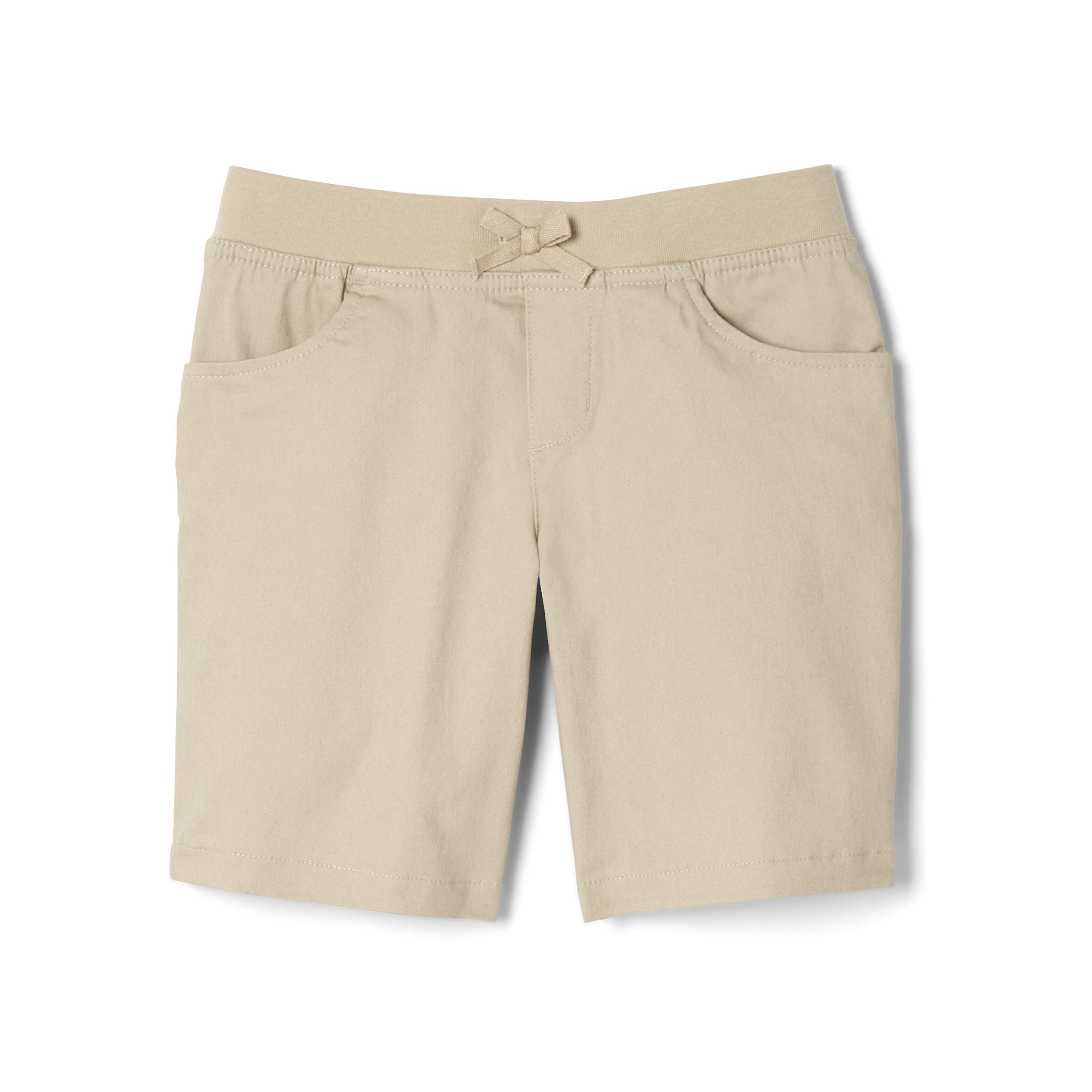 French Toast Girls' Stretchy Pull-On Twill Shorts with Knit Waistband & Tie Front - Comfortable Playtime & School Outfits for Active Kids