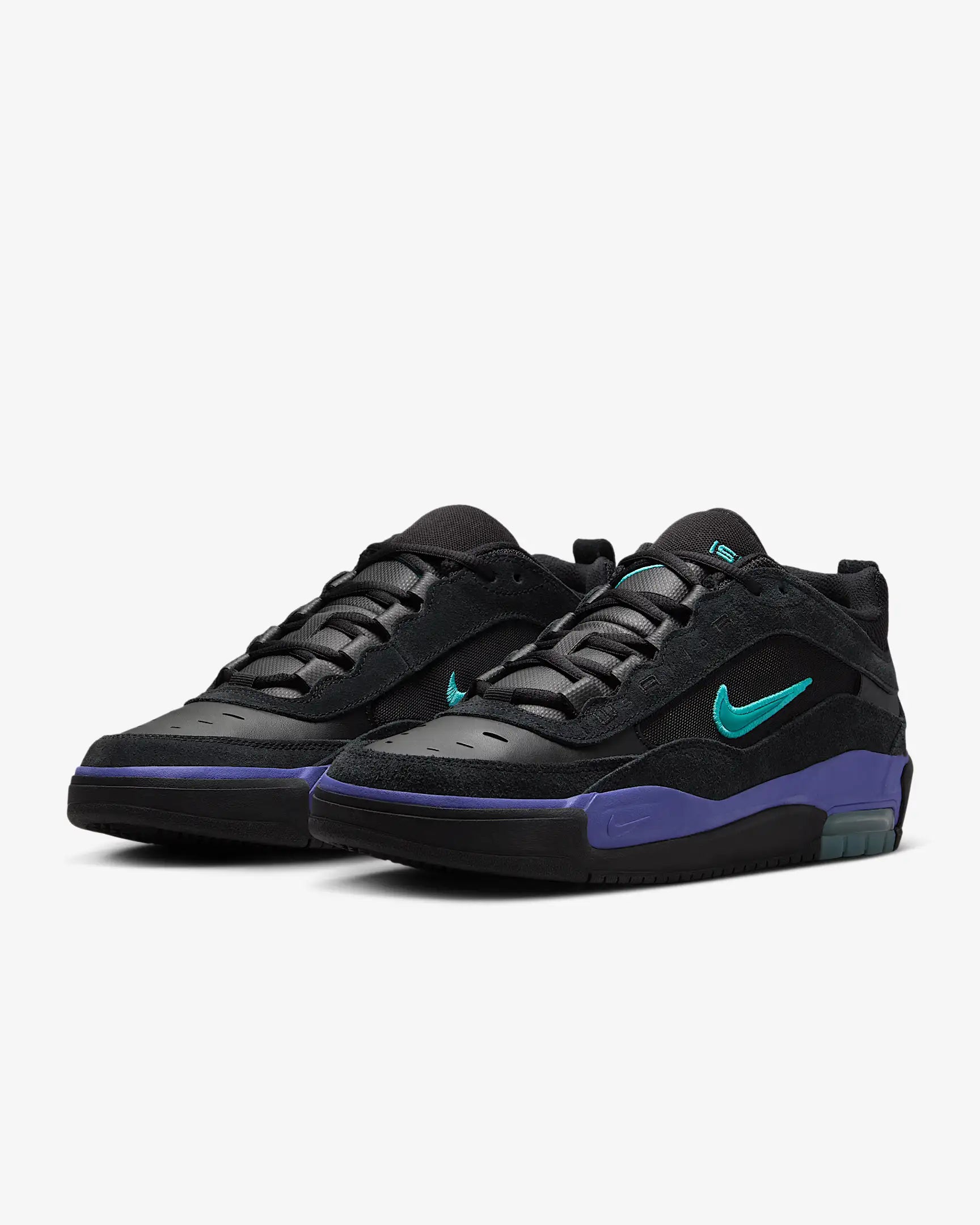 Nike SB Air Max Ishod Skateboarding Shoes - Black Grape Colorway | Men's High-Performance Sneakers for Skateboarding & Streetwear Fashion | Perfect for Skaters, Urban Style & Casual Wear