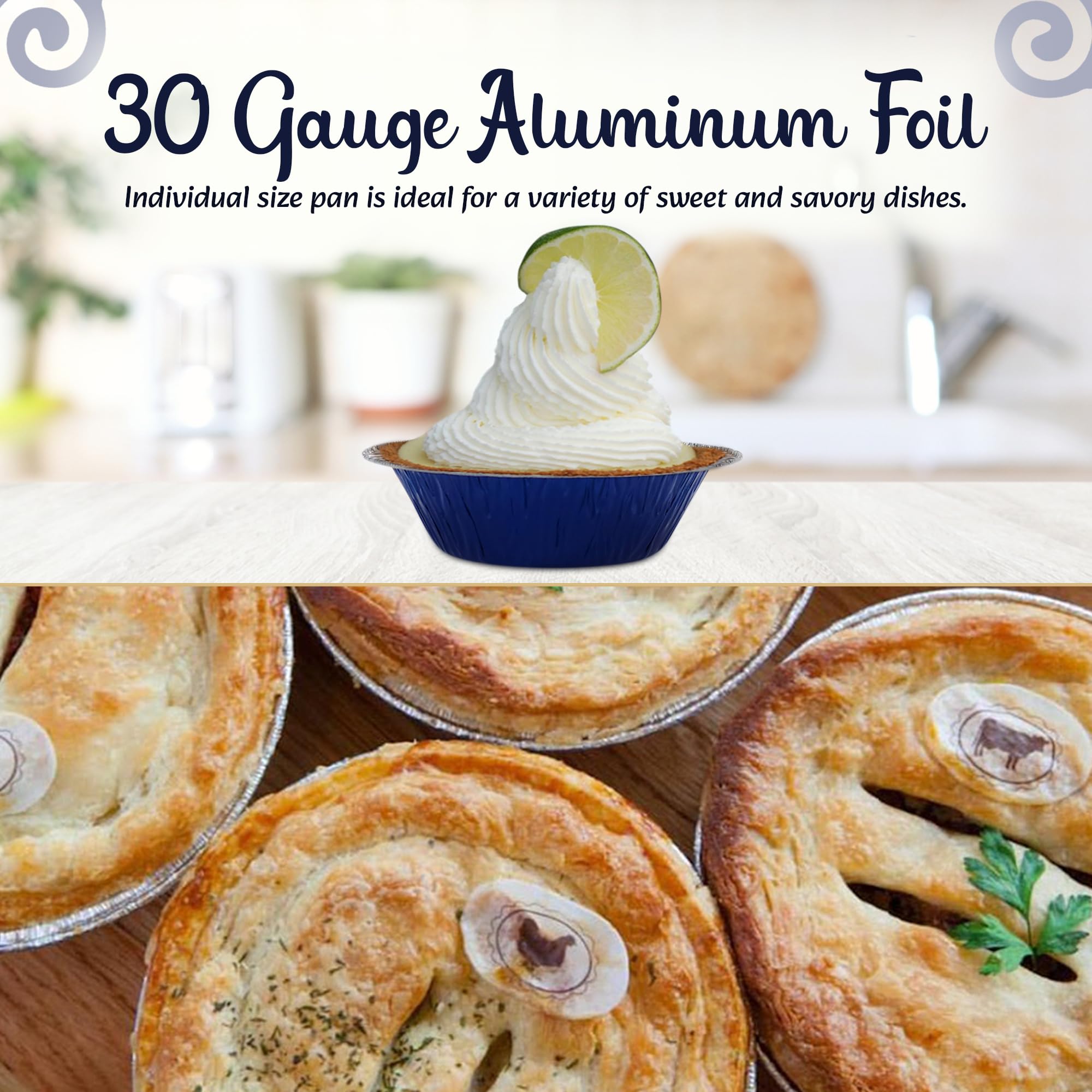 Premium 5 Inch Mini Pie Tins with Lids - Reusable Aluminum Baking Pans for Pies, Tarts, Cobblers & Cakes - Professional & Home Kitchen Essential (1000-Pack, Blue) - Perfect for Holiday Baking, Party Desserts & Meal Prep