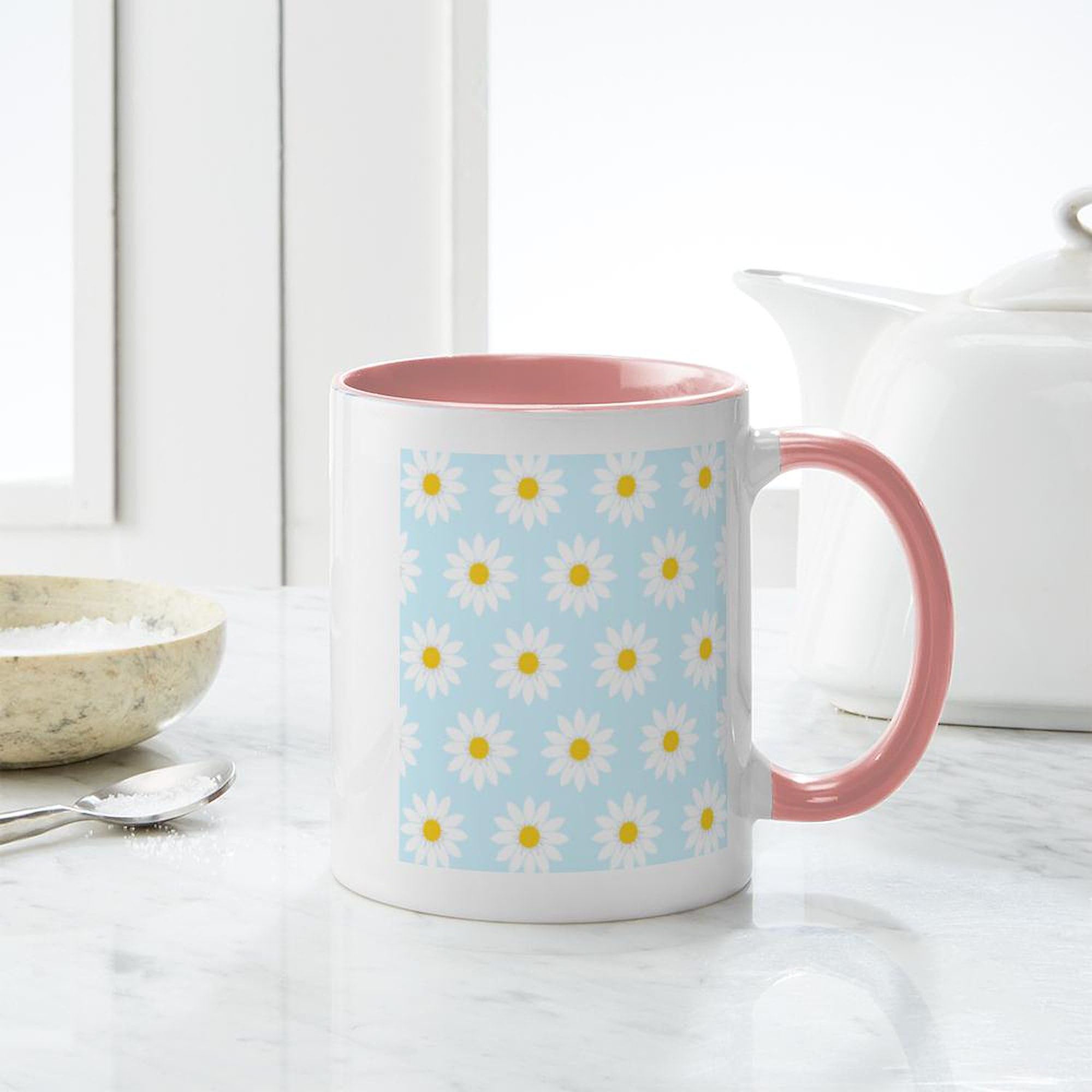 Daisies' Ceramic Coffee Mug 11 oz (325 ml) - Perfect for Home, Office & Gifts - Beautiful Floral Design for Tea, Coffee & Hot Beverages