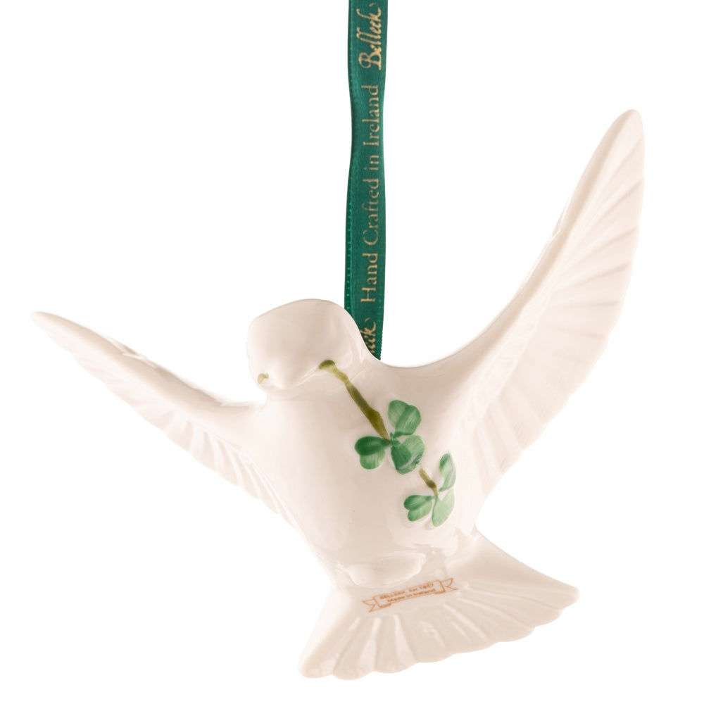 Belleek Classic Dove Ornament - Handcrafted Porcelain Decorative Bird Figurine for Home Decor, Wedding Centerpiece, Christmas Tree Ornament & Gift Idea