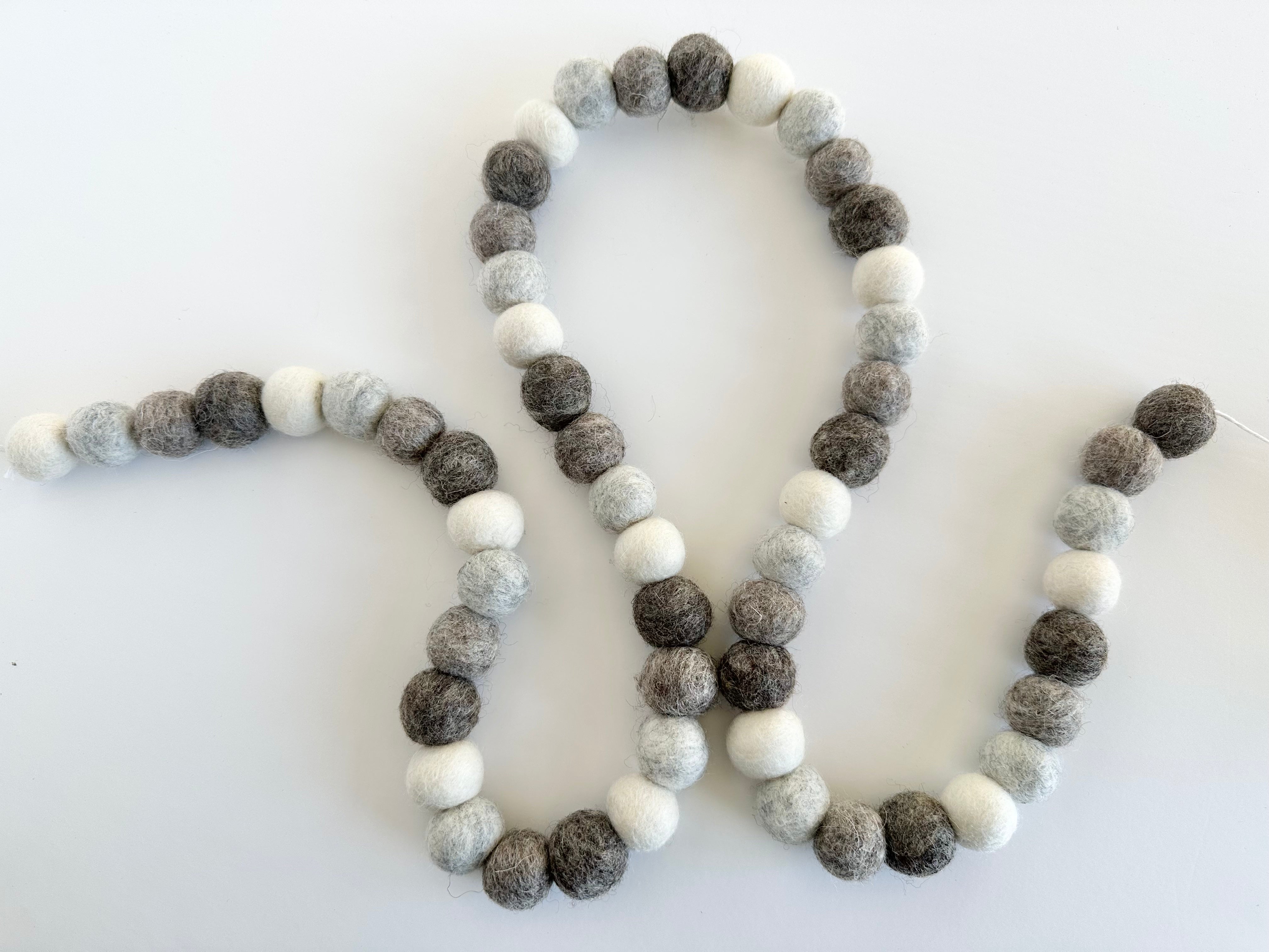 Heathered Ombre Felt Ball Garland - Colorful Handmade Nursery Decor for Baby Showers, Birthday Parties & Boho Home Decor