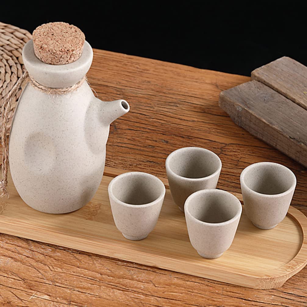Premium Ceramic Sake Set - Traditional Japanese Sake Pot & Cups for Wine, Sake & Liquor Storage - Elegant Multi-Functional Ceramic Wine Kettle & Holder - Perfect for Home Bars, Japanese Restaurants & Gift Giving