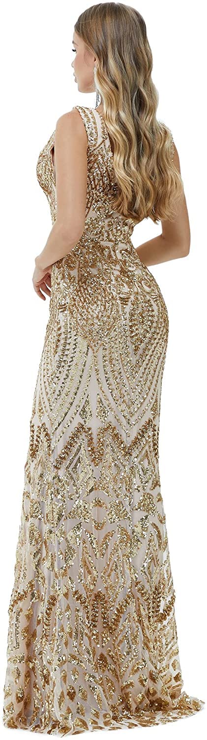 FCOMES Women's Sparkly Sequin Mermaid Evening Dress for Prom, Party, Formal Events - Elegant Short Sleeve Gown for Special Occasions & Night Out