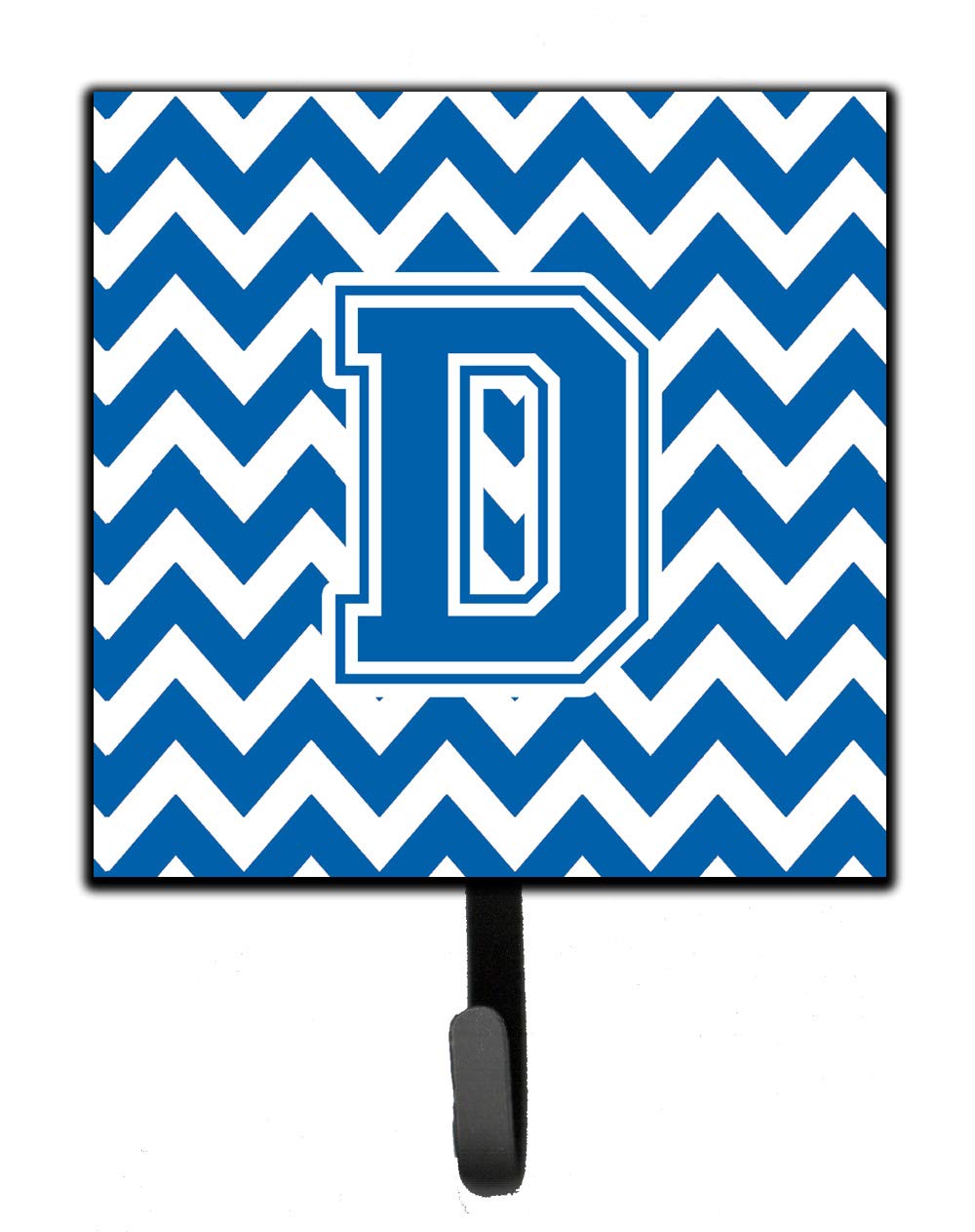 Caroline's Treasures CJ1056-DSH4 Blue and White Chevron Letter D Wall Hook - Key Holder, Coat Rack, Leash Hanger for Keys, Towels, Aprons & More - Perfect for Entryway, Kitchen & Mudroom Organization